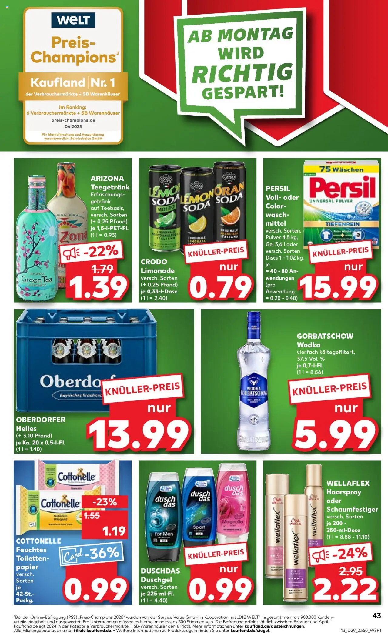 Kaufland prospekt Frankfurt (Oder)	 - gültig ab dem 17.07.2025 | Seite: 43 | Produkte: Limonade, Haarspray, Persil, Toilettenpapier