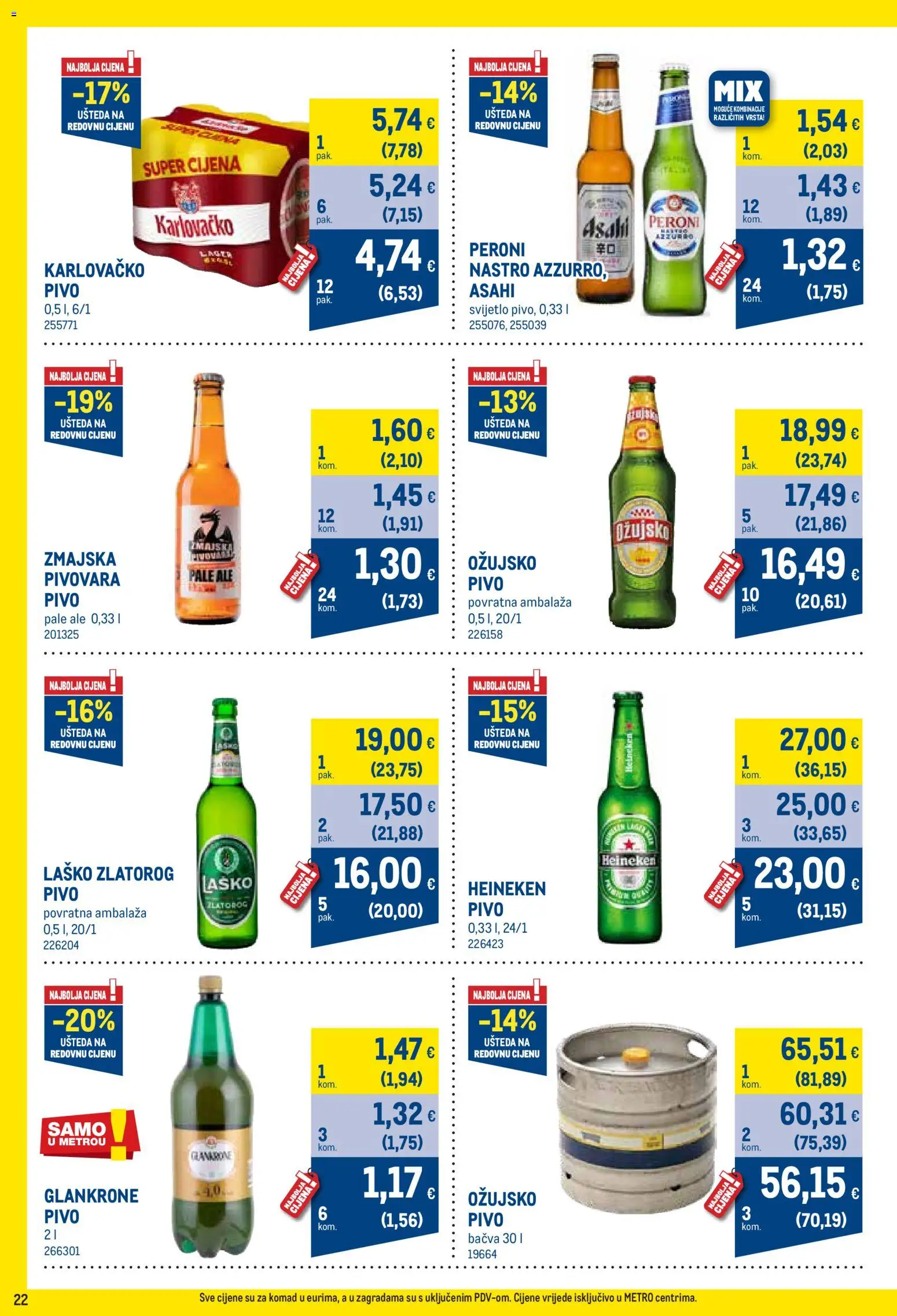 Metro katalog | vrijedi od 01.04.2026 | Stranica: 22 | Proizvodi: Karlovačko, Pivo, Laško, Ožujsko
