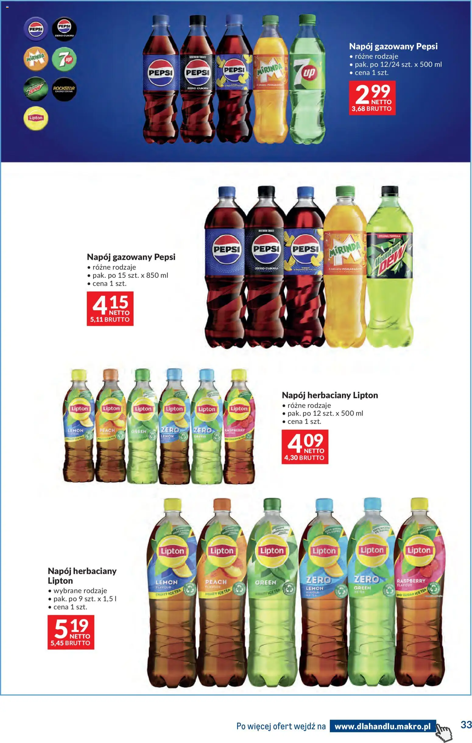 Makro gazetka - Dystrybucja do sklepów od 14.04.2026 | Strona: 33 | Produkty: Ice Tea, Pepsi