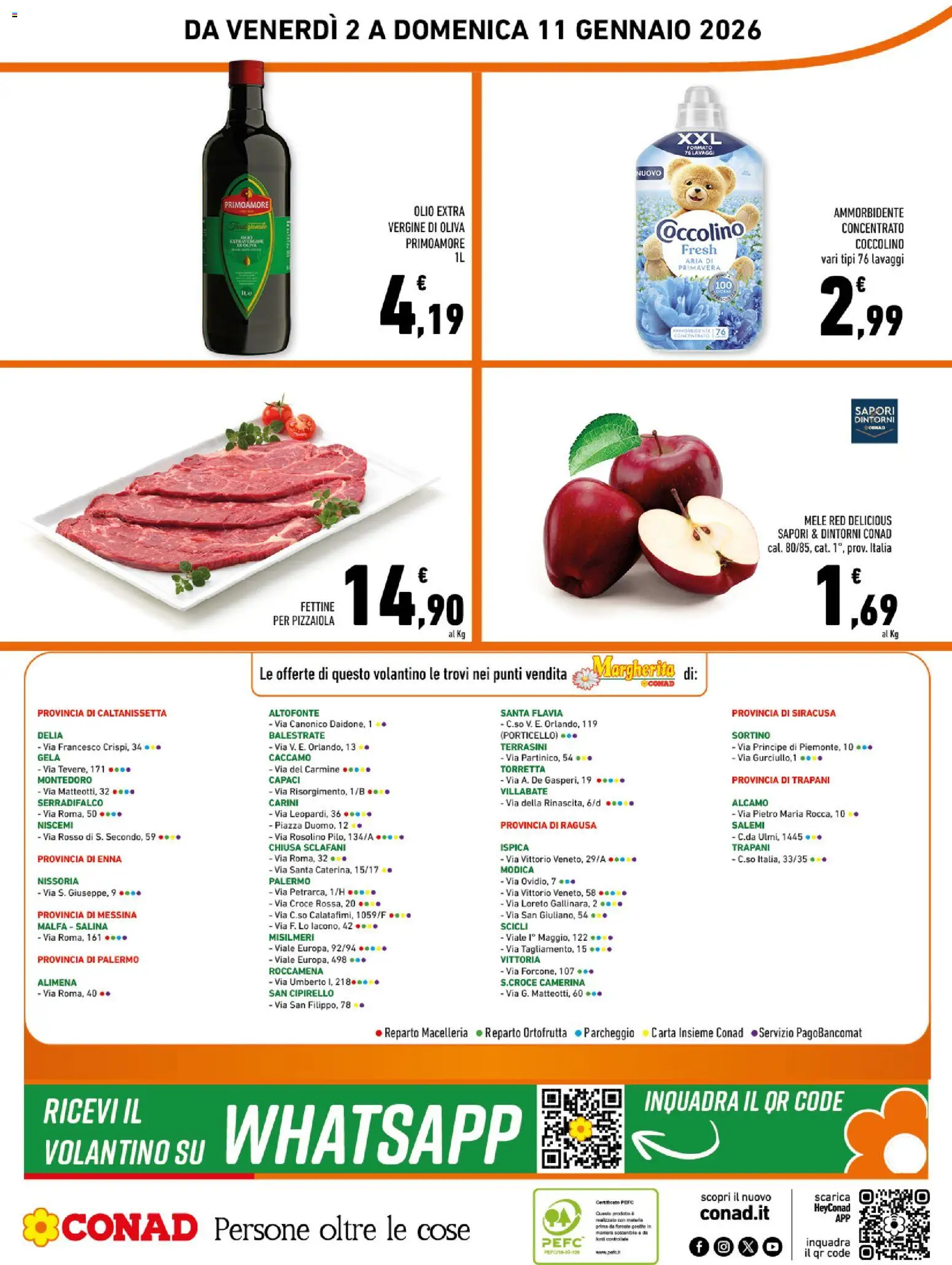 Volantino Conad del 02.01.2026 | Pagina: 16 | Prodotti: Mele, Olio, Olive, Olio extra vergine