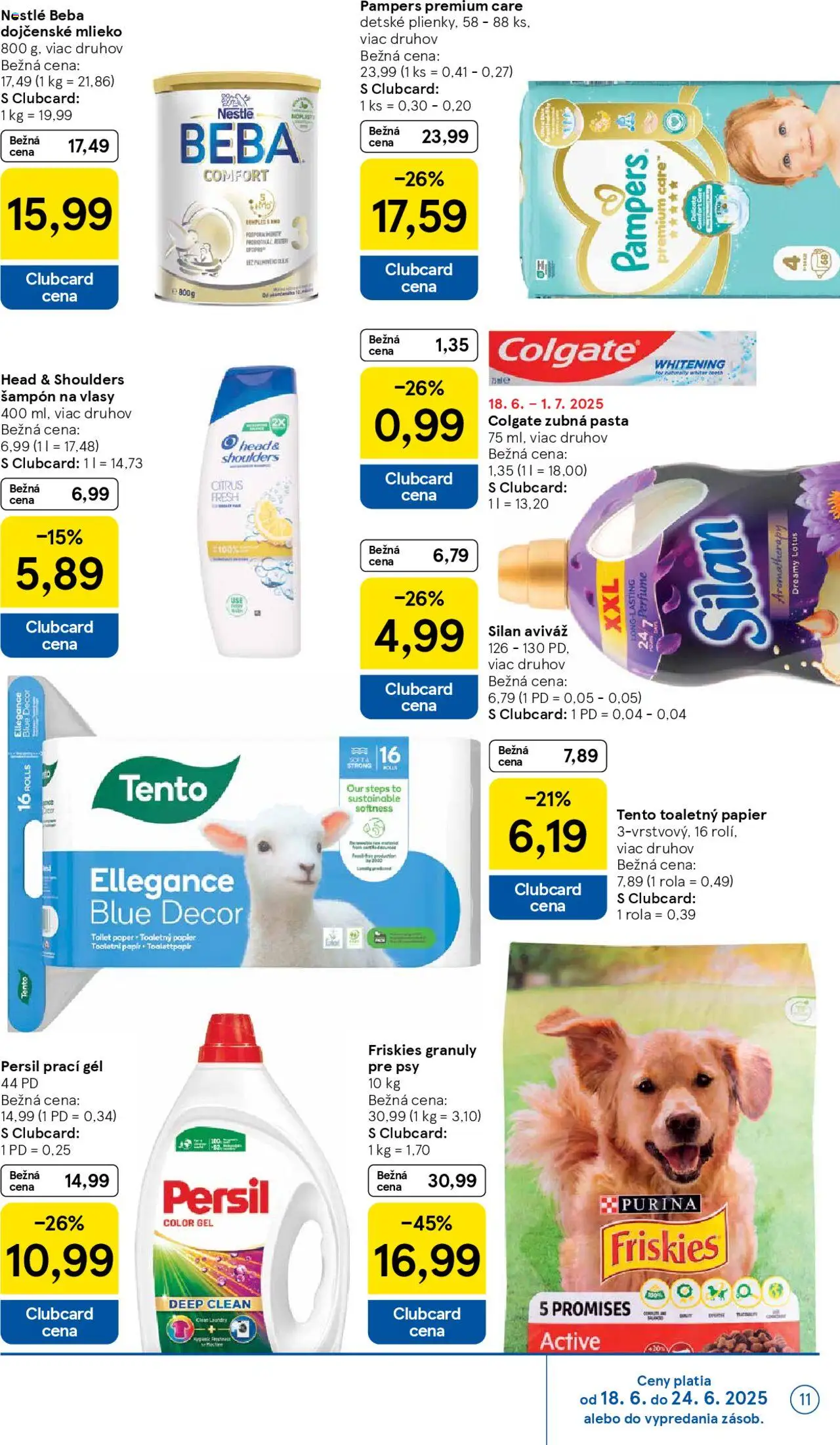 Tesco Hypermarket - leták │ platný od 18.06.2025 | Strana: 11 | Produkty: Friskies, Persil, Zubná pasta, Aviváž