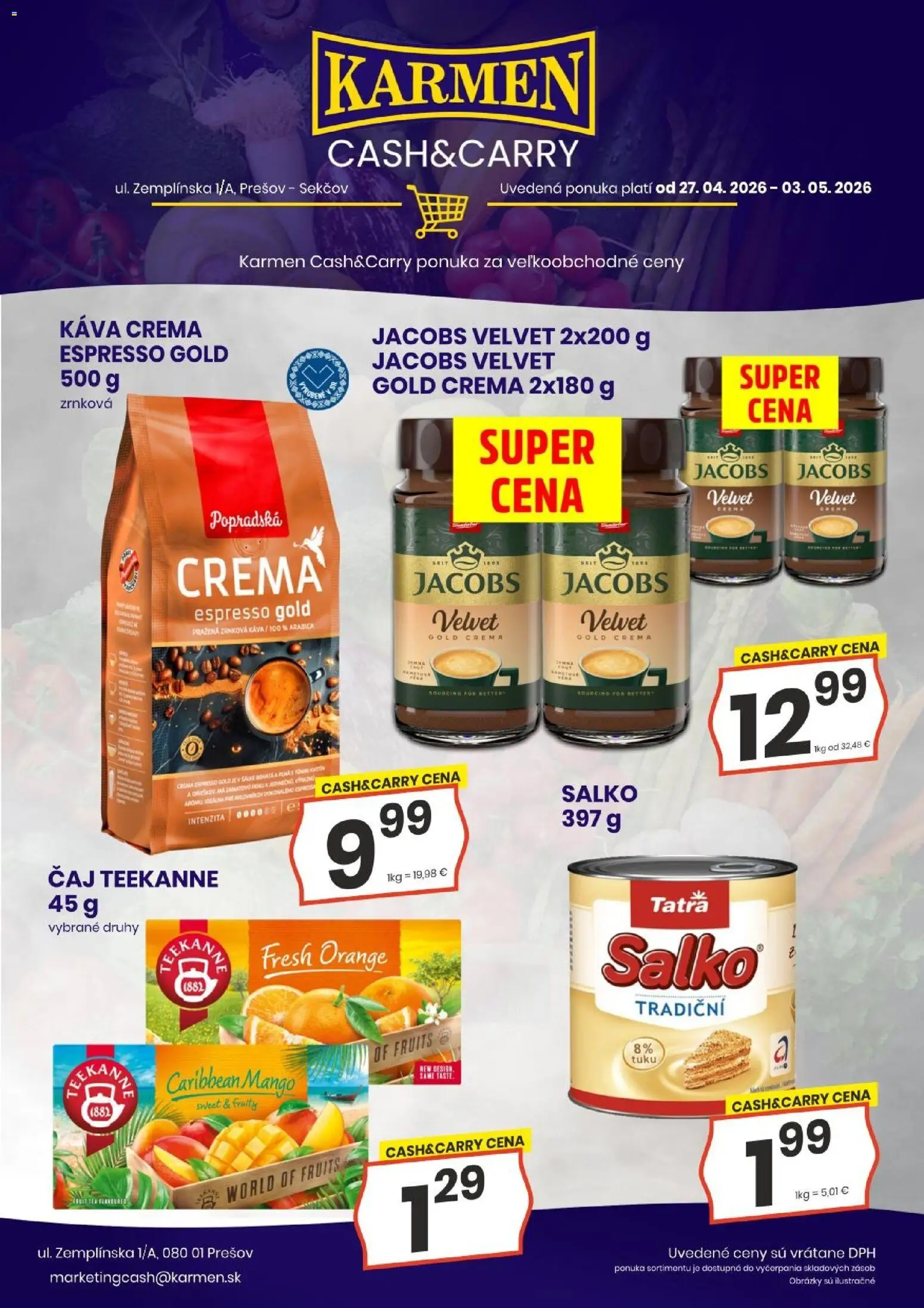 Nové KARMEN CBA akcie – leták je platný od 27.04.2026 | Strana: 9 | Produkty: Káva, Mango, Teekanne, Zrnková káva