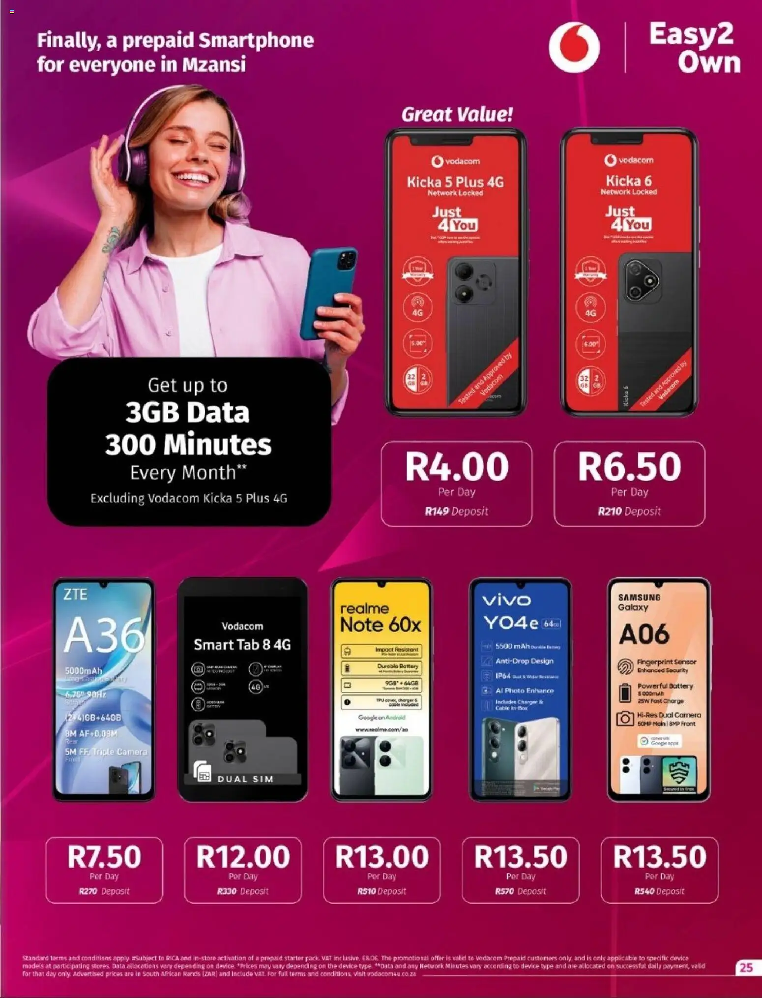 New Vodacom catalogue – valid from 02.04.2026 | Page: 25 | Products: Data, Smartphone, Battery, Charger