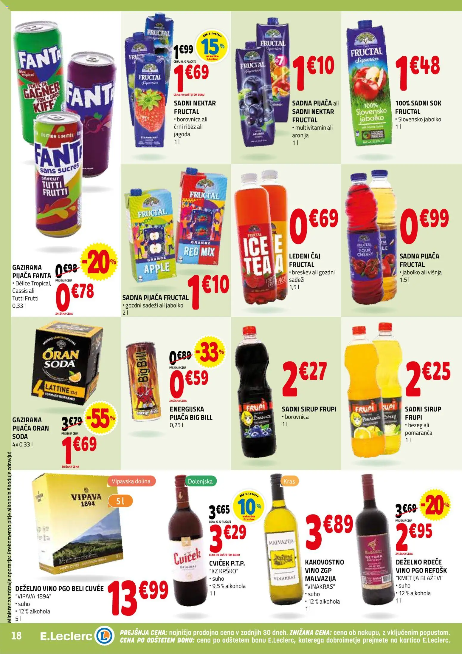 Novi E.leclerc katalog ponudbe – veljaven od 14.01.2026 | Stran: 18 | Izdelki: Sirup, Ledeni čaj, Sok, Caj