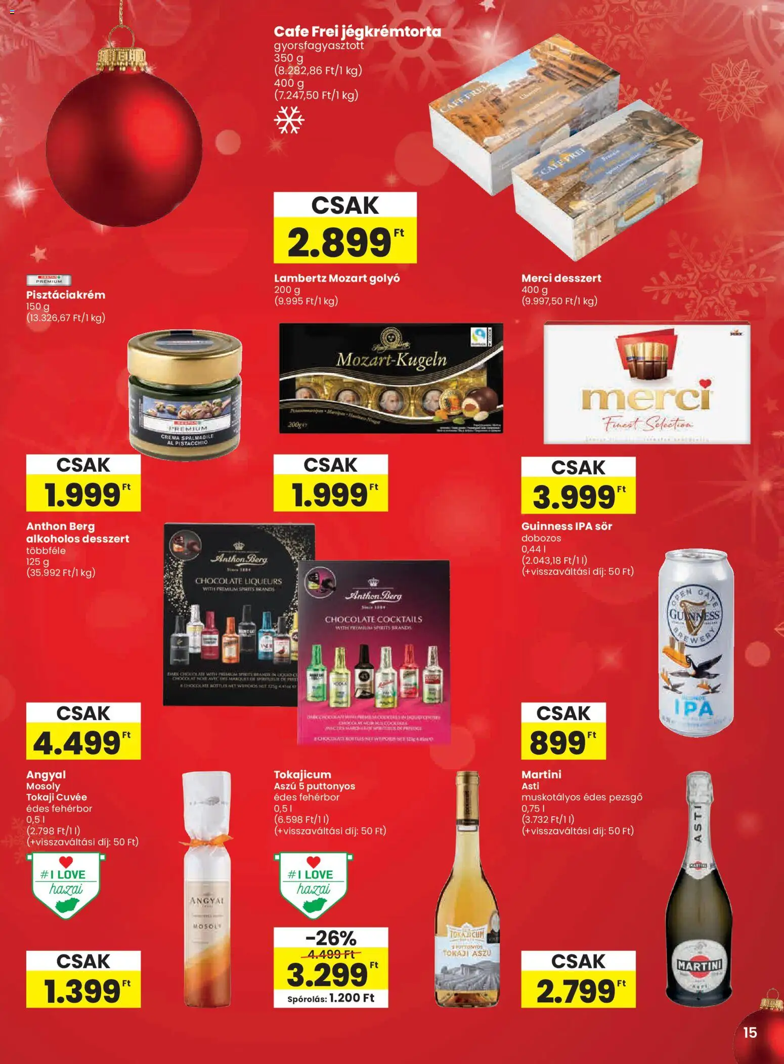 Spar akciós ujság - amely érvényes a következő dátumtól: 04.12.2025 | Oldal: 15 | Termékek: Pezsgő, Jégkrémtorta, Sör, Fehérbor