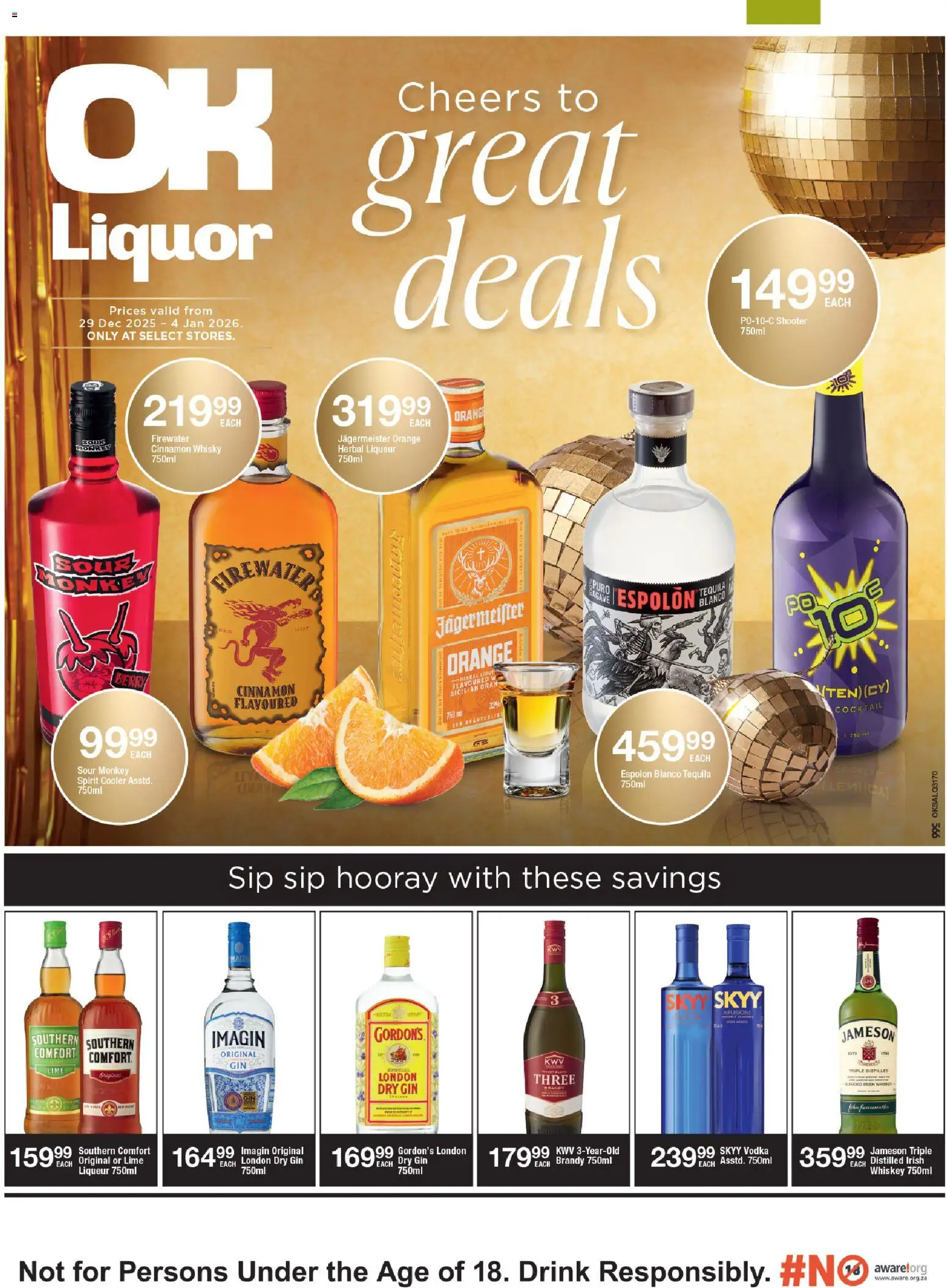 New OK Foods catalogue – valid from 29.12.2025 | Page: 1 | Products: Brandy, Cooler, Vodka, Lime