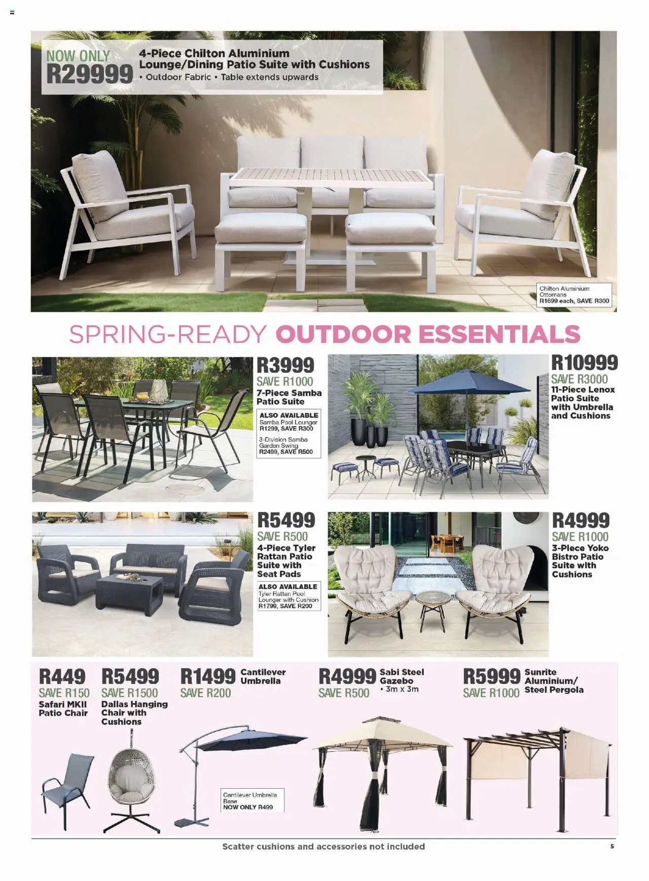 New House and Home catalogue – valid from 08.09.2025 | Page: 5 | Products: Cushion, Umbrella, Chair, Pads