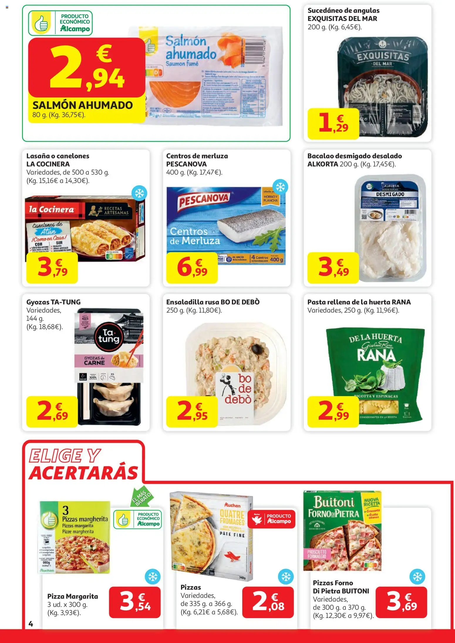 Alcampo - Superstore Cat │ válido desde el 29.12.2025 | Página: 4 | Productos: Pizza, Salmón ahumado, Plancha, Lasaña