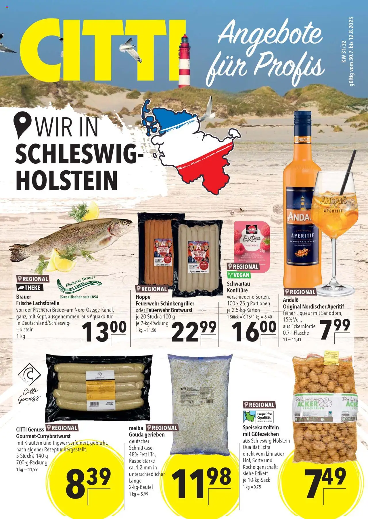 CITTI Markt - Aktuelle Angebote für Profis - gültig ab dem 30.07.2025 | Seite: 1 | Produkte: Theke, Gouda, Bratwurst, Himbeere