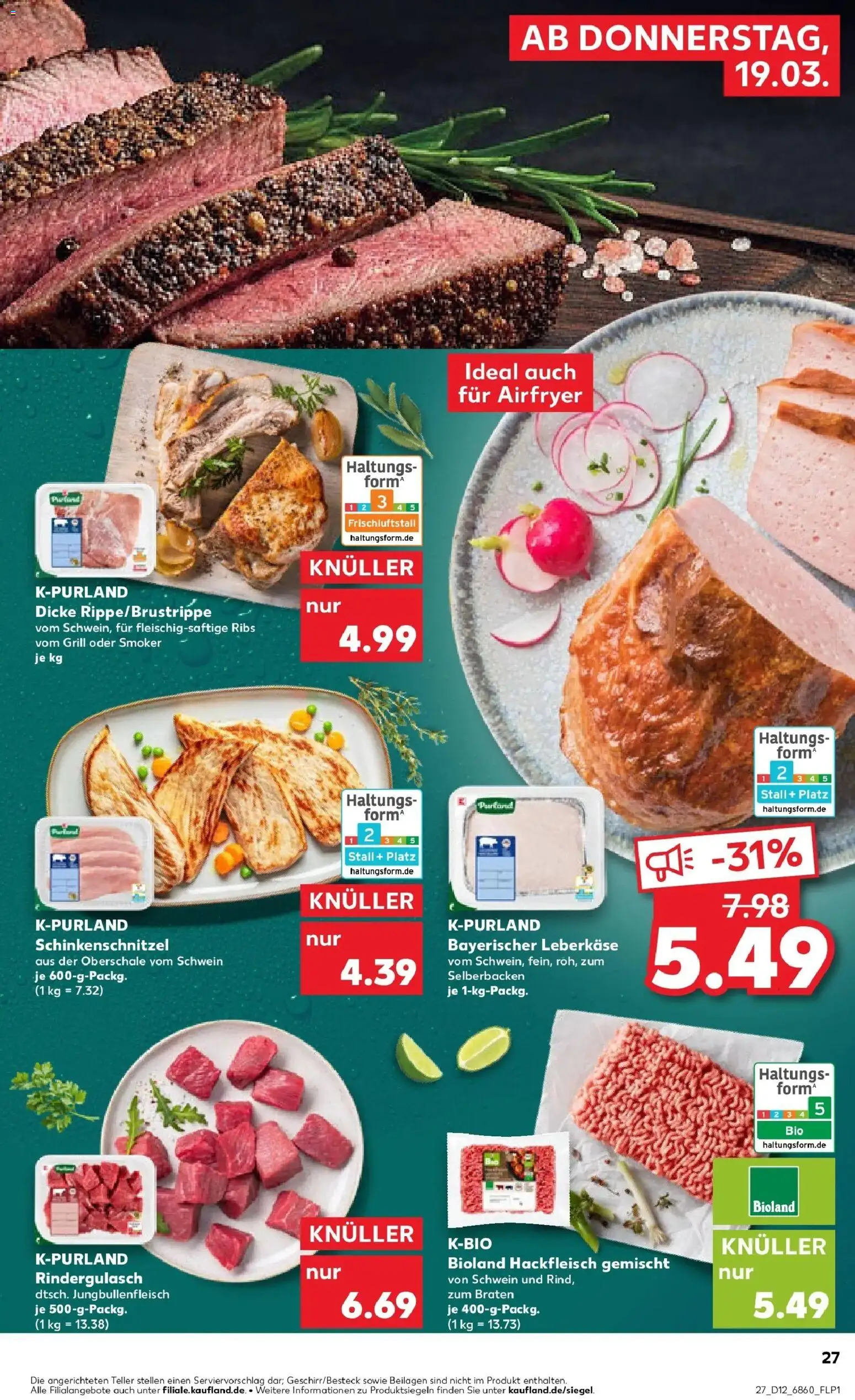 Kaufland Prospekt Rothenburg Ob Der Tauber	 – gültig ab 19.03.2026 | Seite: 27 | Produkte: Grill, Rindergulasch, Hackfleisch, Leberkase