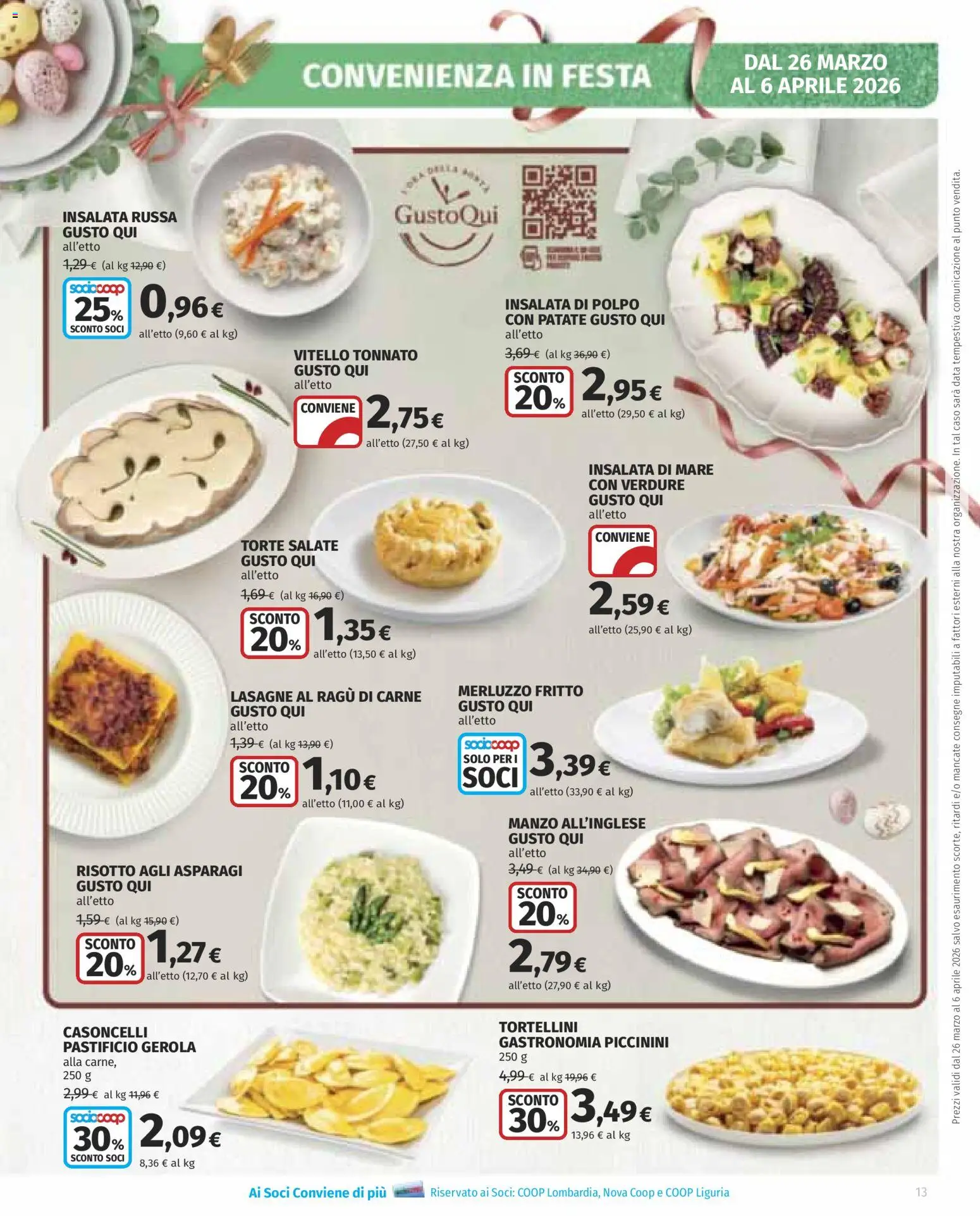 Volantino COOP del 26.03.2026 | Pagina: 13 | Prodotti: Verdure, Ragú, Asparagi, Insalata russa