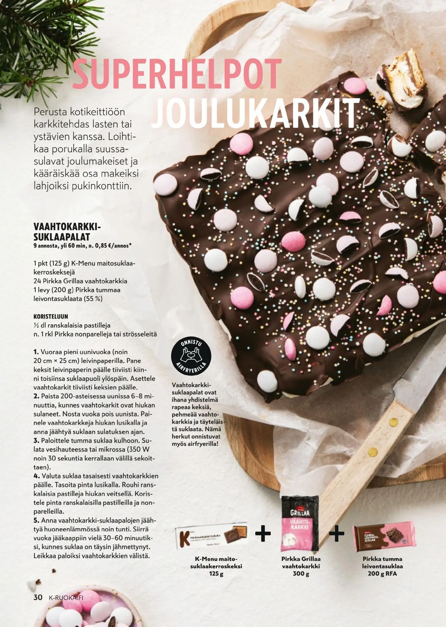 K-Citymarket - K-Ruoka – voimassa 03.12.2025 alkaen | Sivu: 30 | Tuotteet: Uunivuoka, Maito, Suklaa, Keksit
