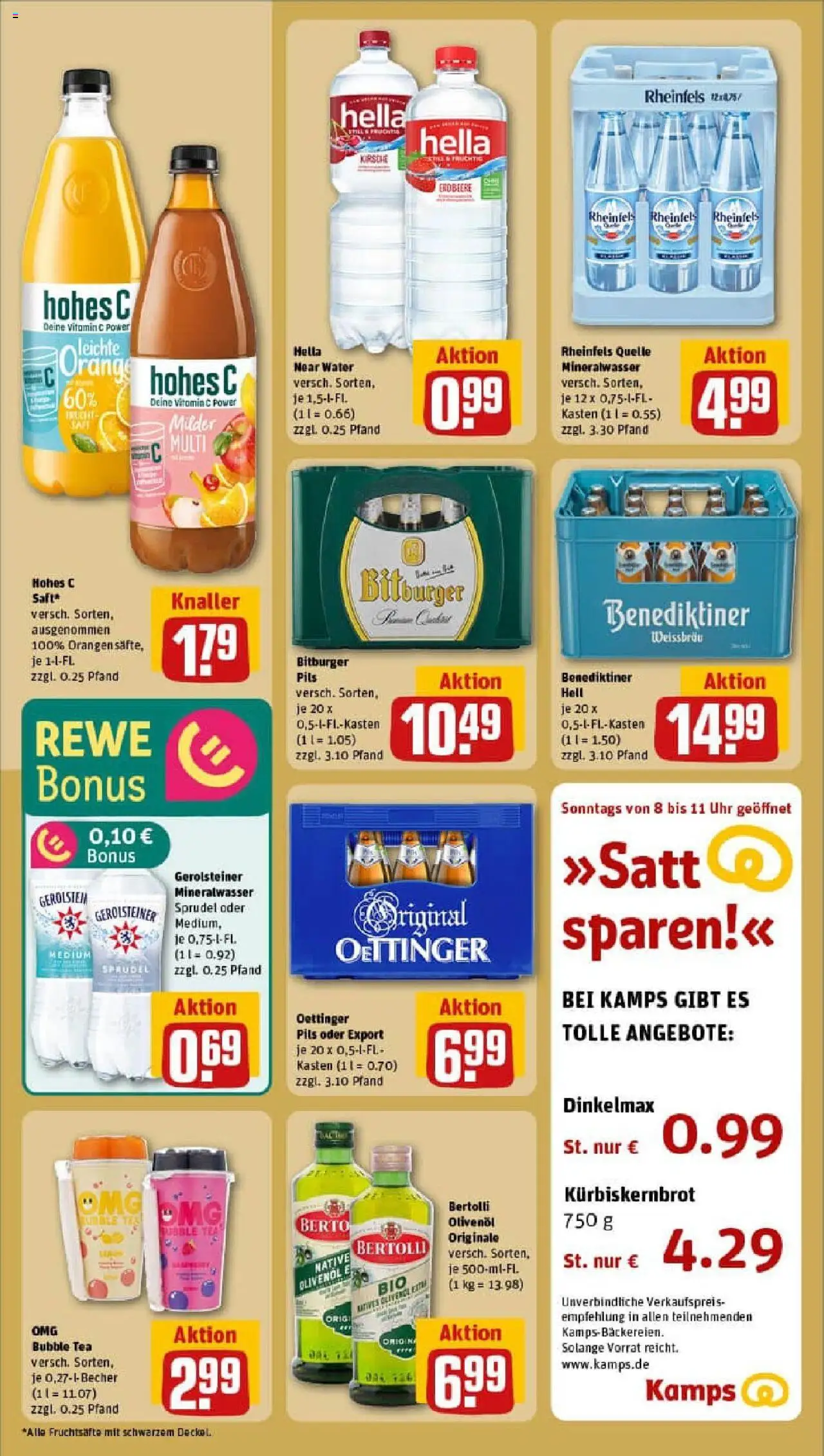 Rewe prospekt Hückelhoven / Ratheim	 - gültig ab dem 06.07.2025 | Seite: 16 | Produkte: Olivenol, Benediktiner hell, Hella, Uhr