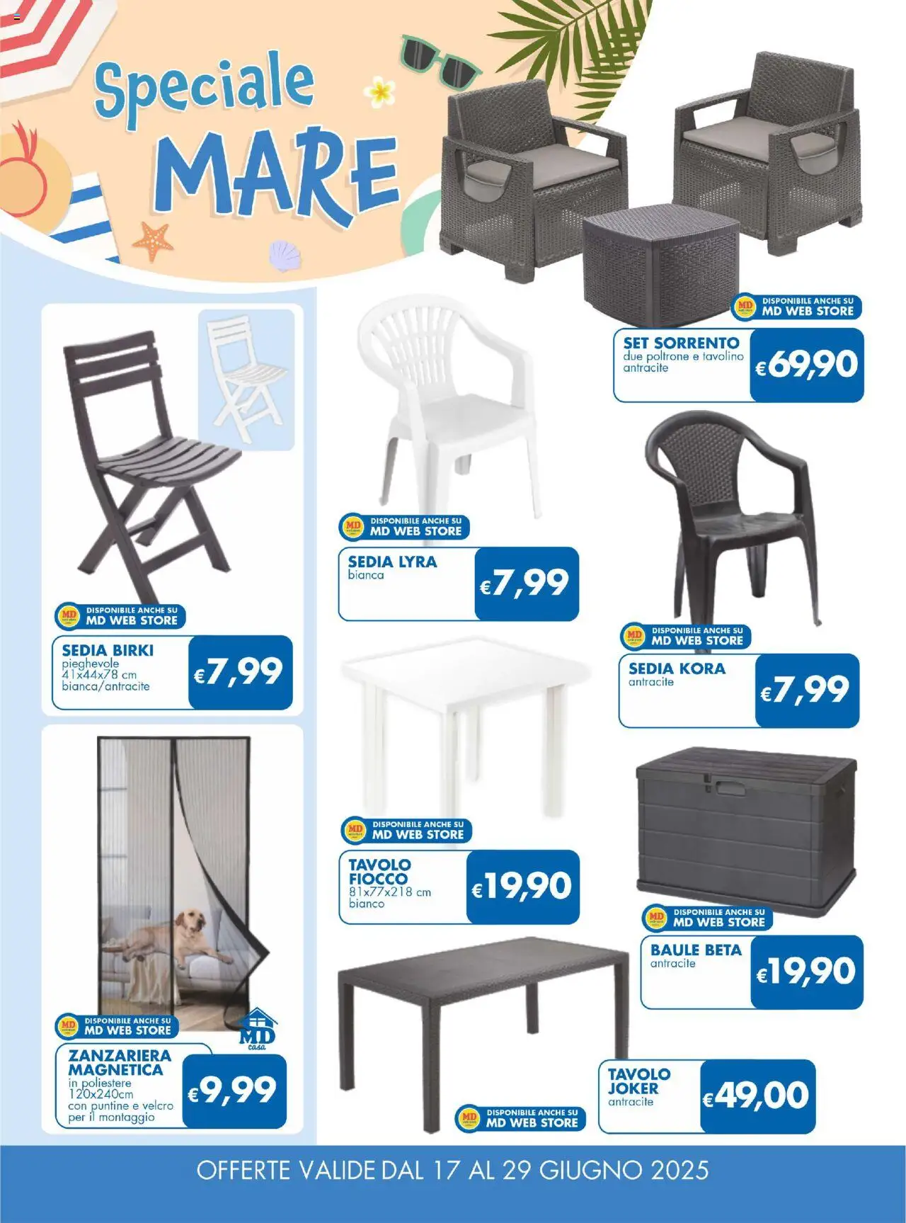 Volantino MD Discount del 17.06.2025 | Pagina: 26 | Prodotti: Tavolino, Zanzariera, Tavolo, Sedia