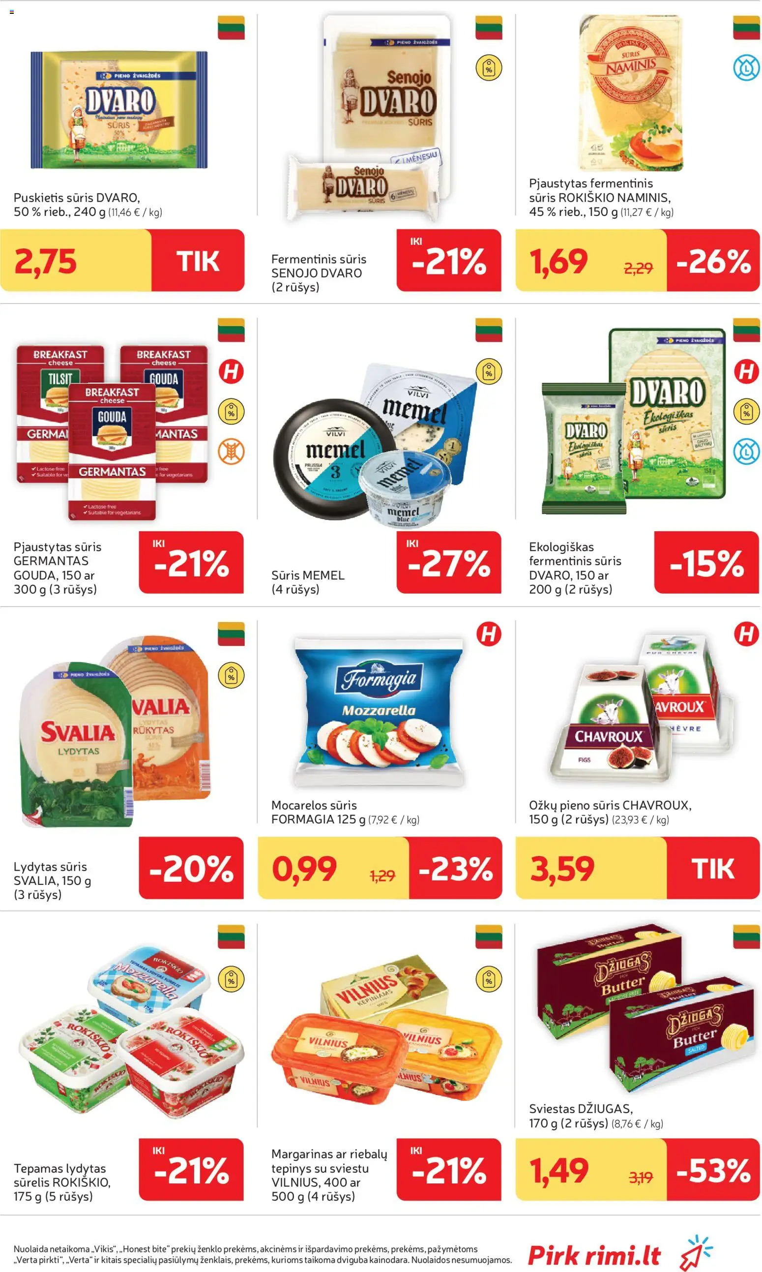 Rimi akcijos nuo 13.01.2026 | Puslapis: 21 | Prekių: Sūrelis, Margarinas, Sūris, Sviestas