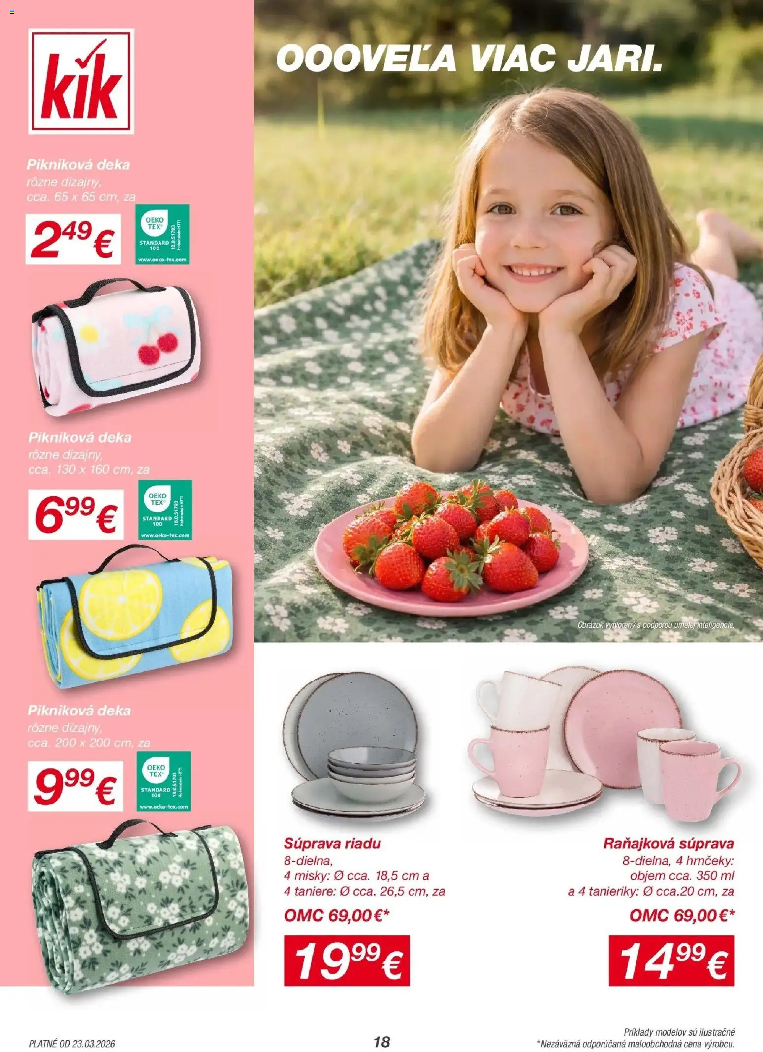 Nové Kik akcie – leták je platný od 23.03.2026 | Strana: 18 | Produkty: Taniere