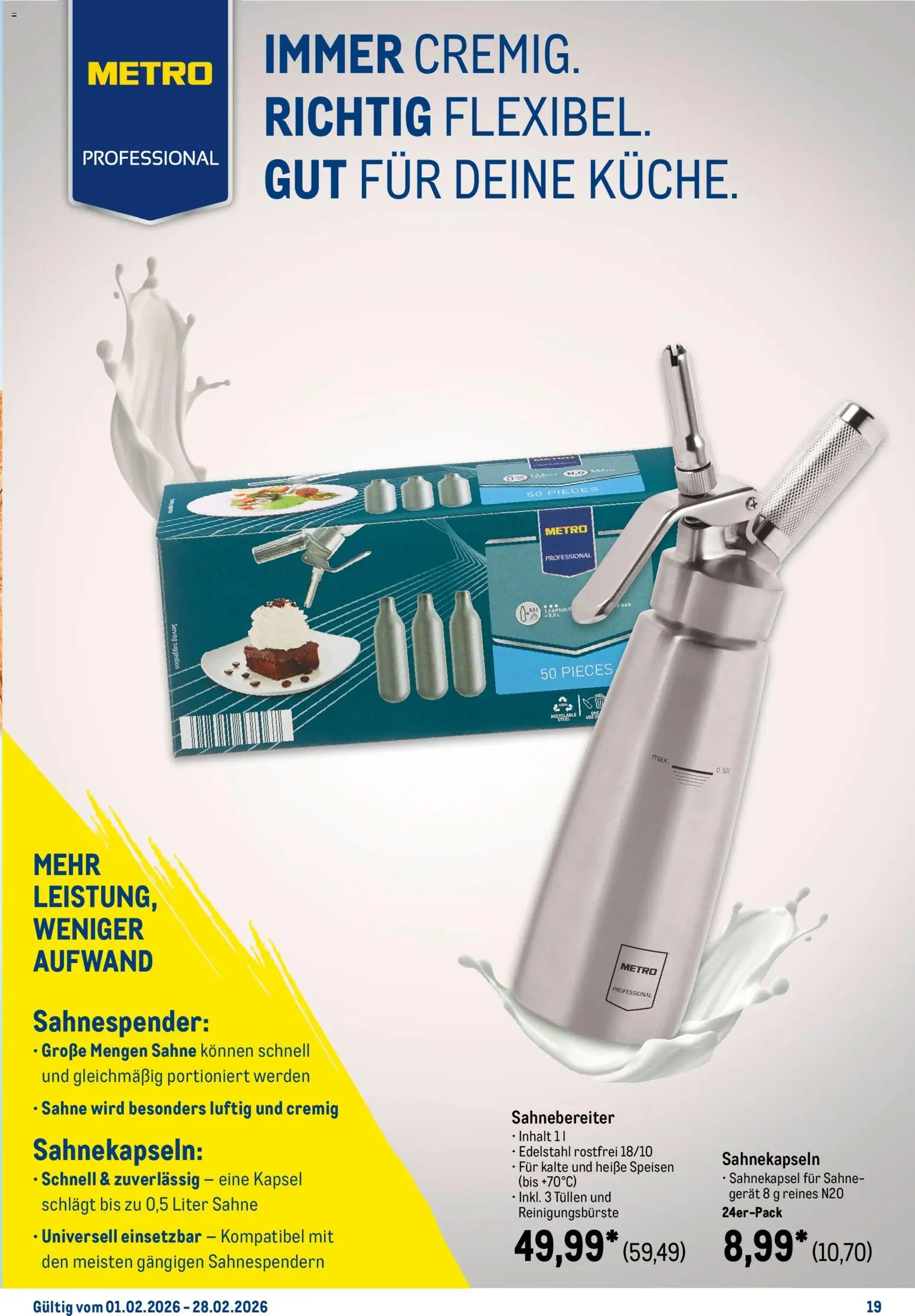 Metro Monats-Menü – gültig ab 01.02.2026 | Seite: 19 | Produkte: Sahne