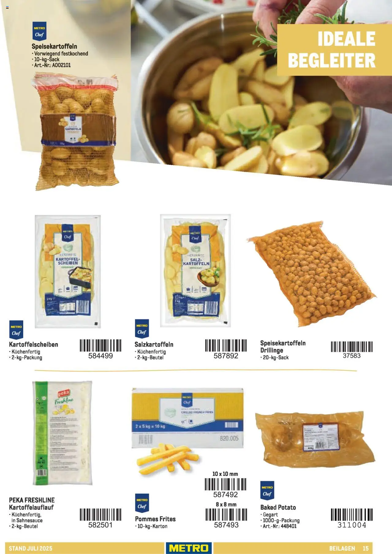 Metro - Sortimentskatalog Lieferservice – gültig ab 31.07.2025 | Seite: 15 | Produkte: Pommes, Pommes frites, Kartoffeln, Salz