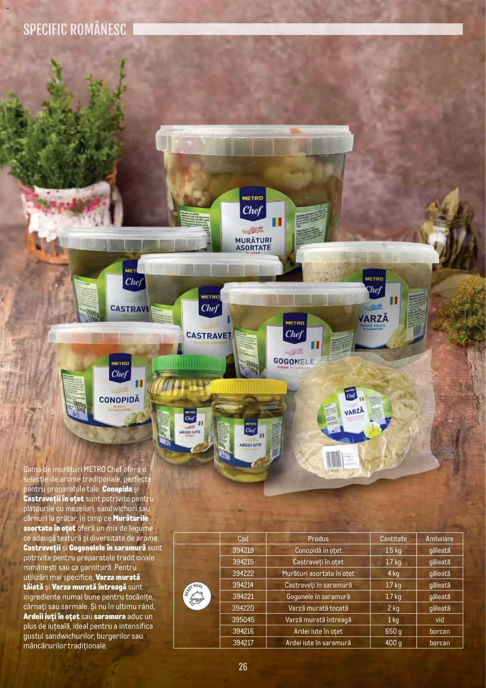 Noul catalog Metro – valabil de la 14.11.2024 | Pagină: 26 | Produse: Varză, Ardei iute, Borcan, Castraveți