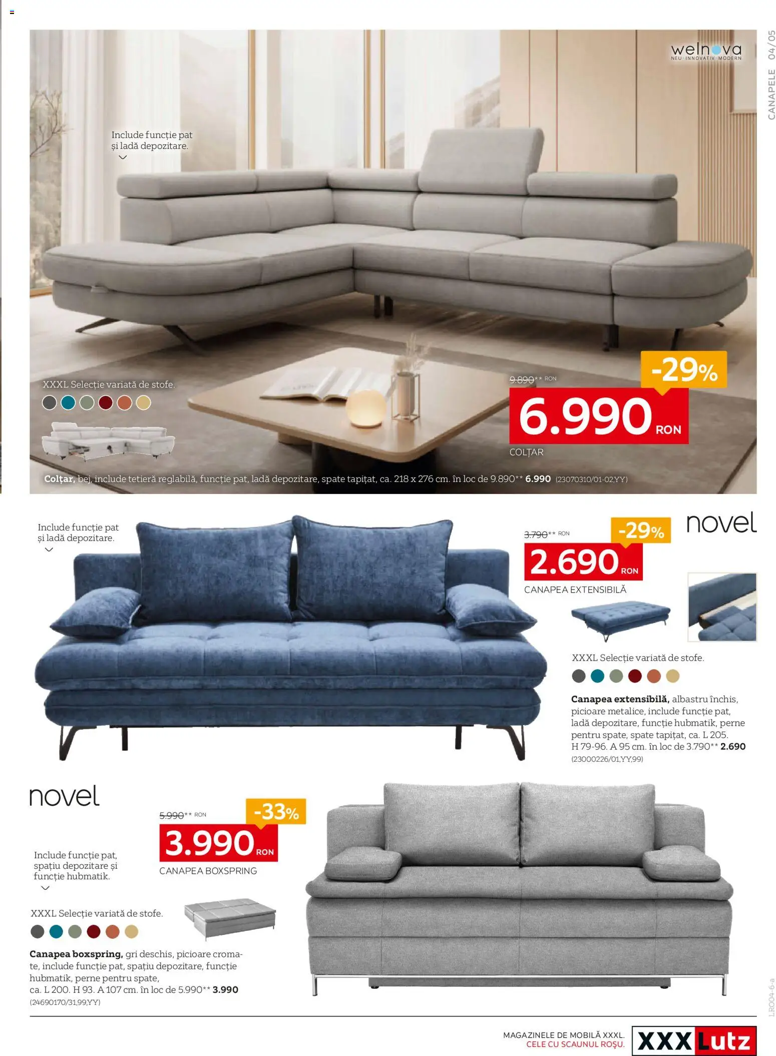 Noul catalog XXXLutz – valabil de la 06.04.2026 | Pagină: 5 | Produse: Pat, Canapea, Colțar