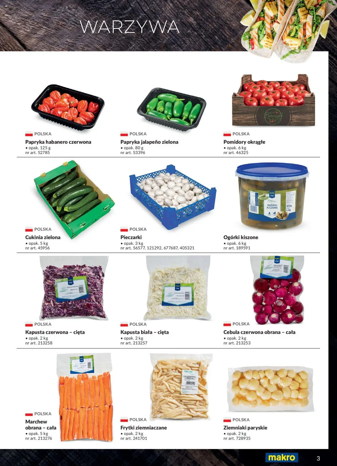 Makro Gazetka - Street Food od 27.03.2024 | Strona: 3 | Produkty: Kapusta, Ogórki, Ziemniaki, Warzywa