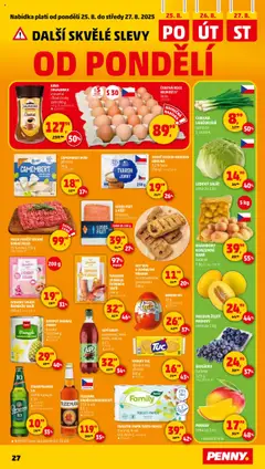 Penny Market leták - Čtvrtečník od 21.08.2025 | Strana: 27 | Produkty: Káva, Sirup, Brambory, Filet
