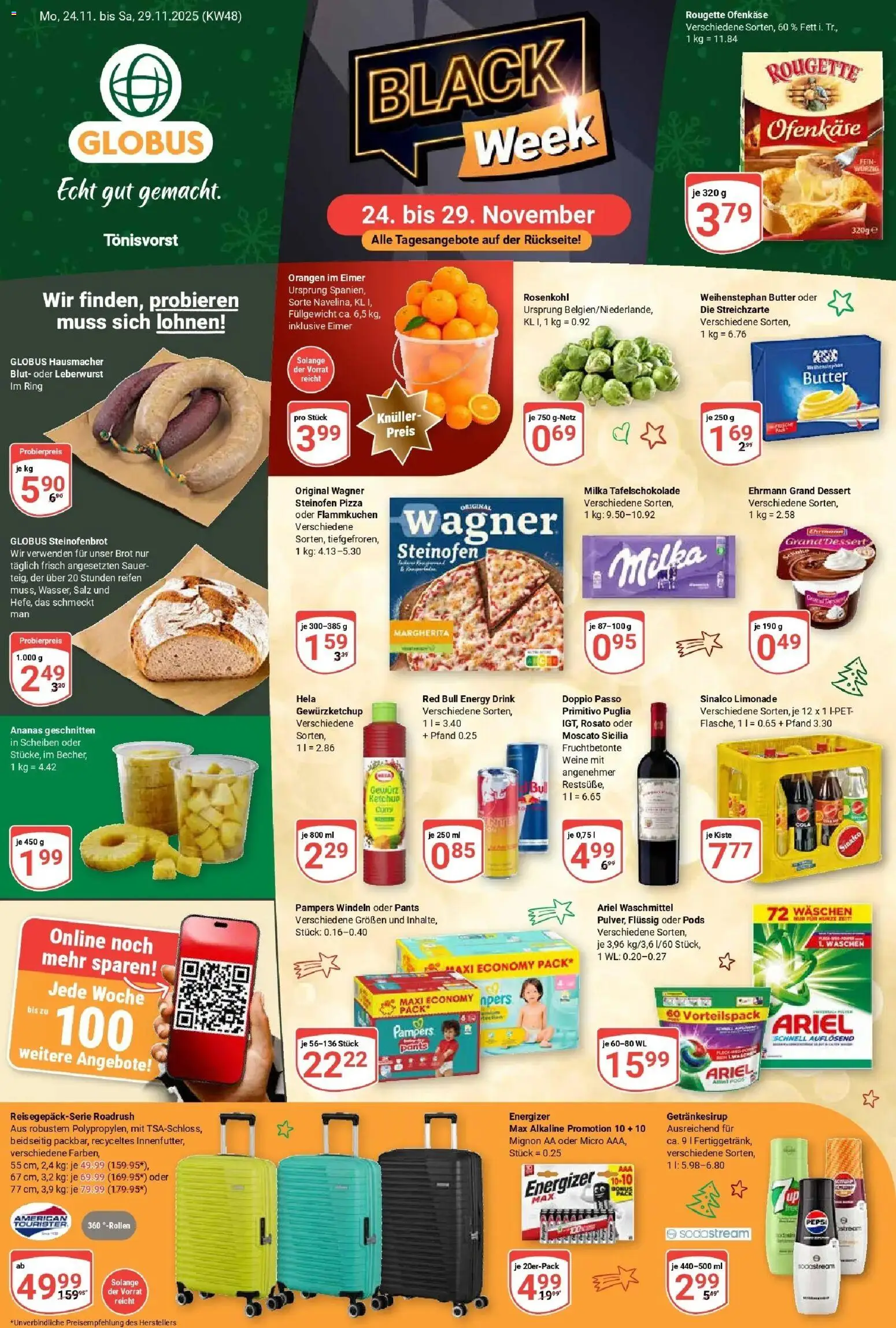 Globus prospekt Tönisvorst	 – gültig ab 23.11.2025 | Seite: 4 | Produkte: Orangen, Weihenstephan butter, Salz, Sodastream