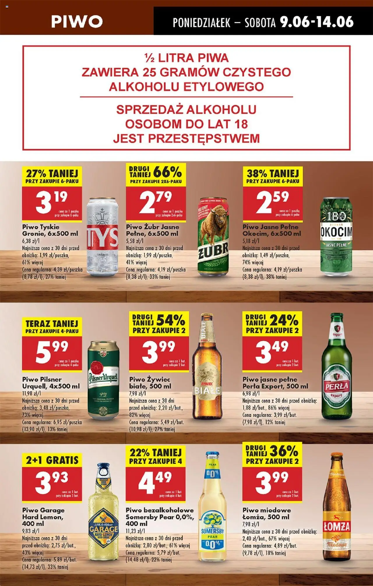 Biedronka gazetka od 09.06.2025 | Strona: 49 | Produkty: Piwo żubr, Tyskie, Piwo, Somersby