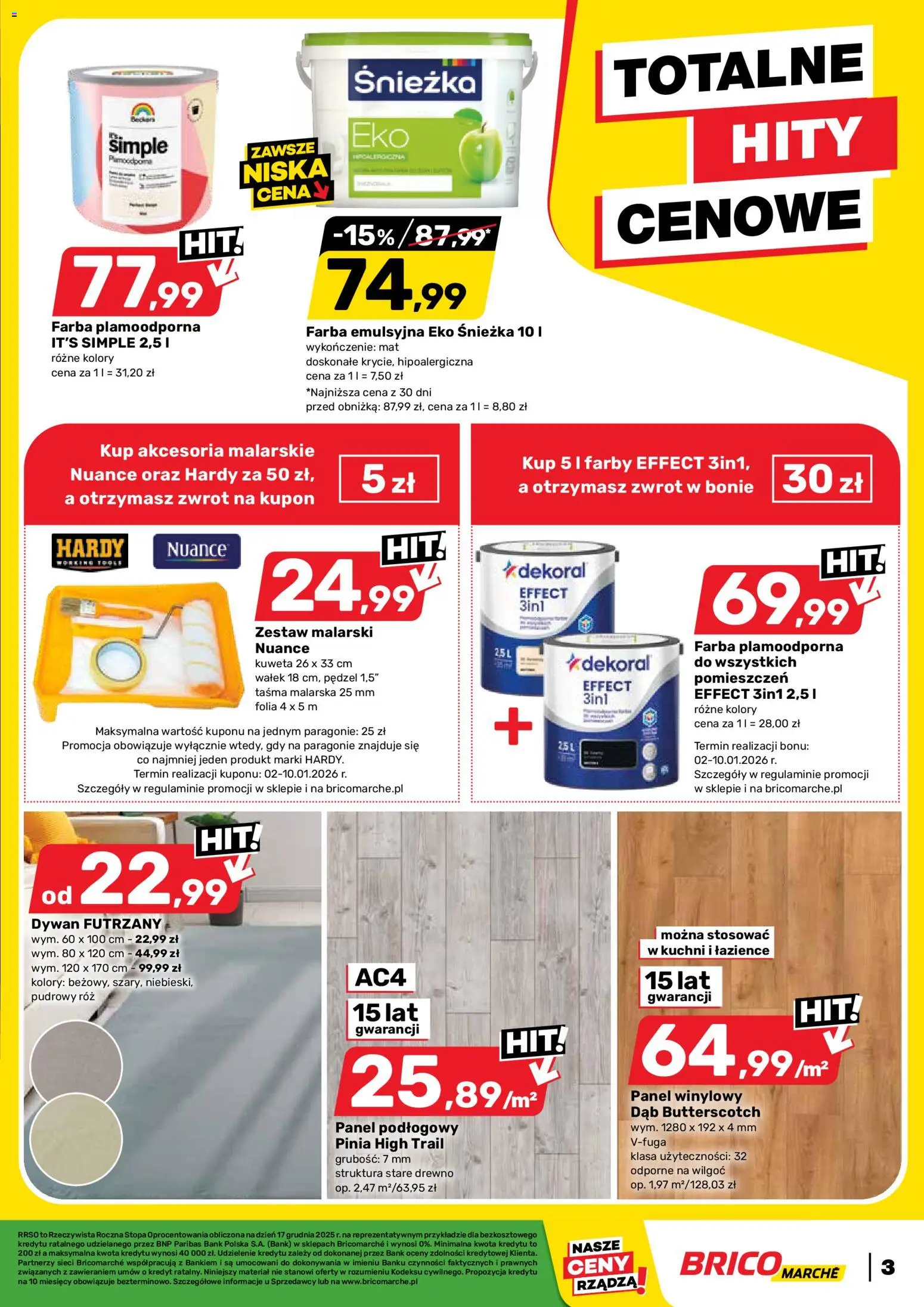 Brico Marché Gazetka od 17.12.2025 | Strona: 3 | Produkty: Pędzel, Dywan, Róż