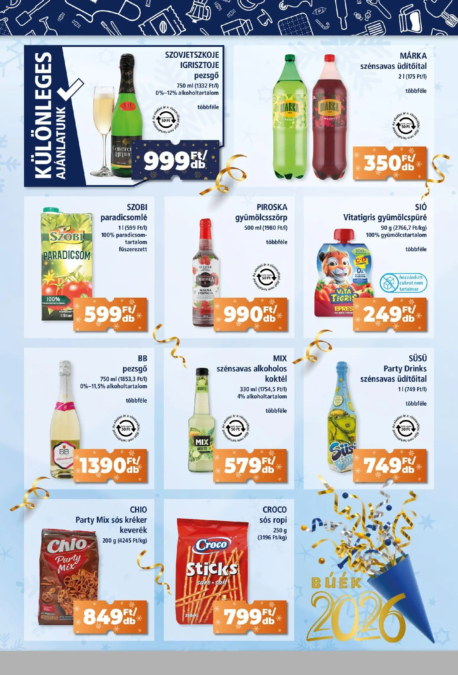 Goods Market akciós ujság - amely érvényes a következő dátumtól: 18.12.2025 | Oldal: 8 | Termékek: Szőlő, Málna, Pezsgő, Paradicsomlé