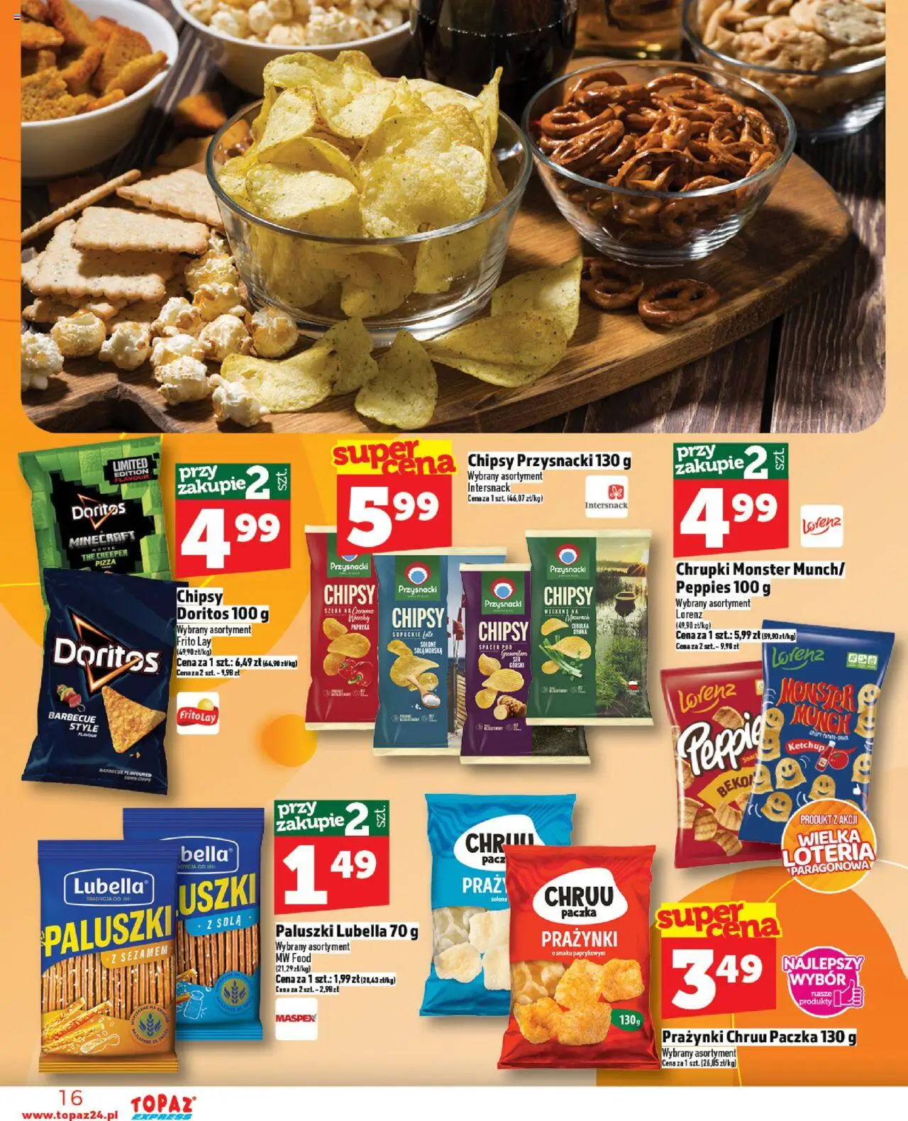 Topaz Gazetka - Express od 21.08.2025 | Strona: 16 | Produkty: Ketchup, Chrupki, Bekon, Pizza