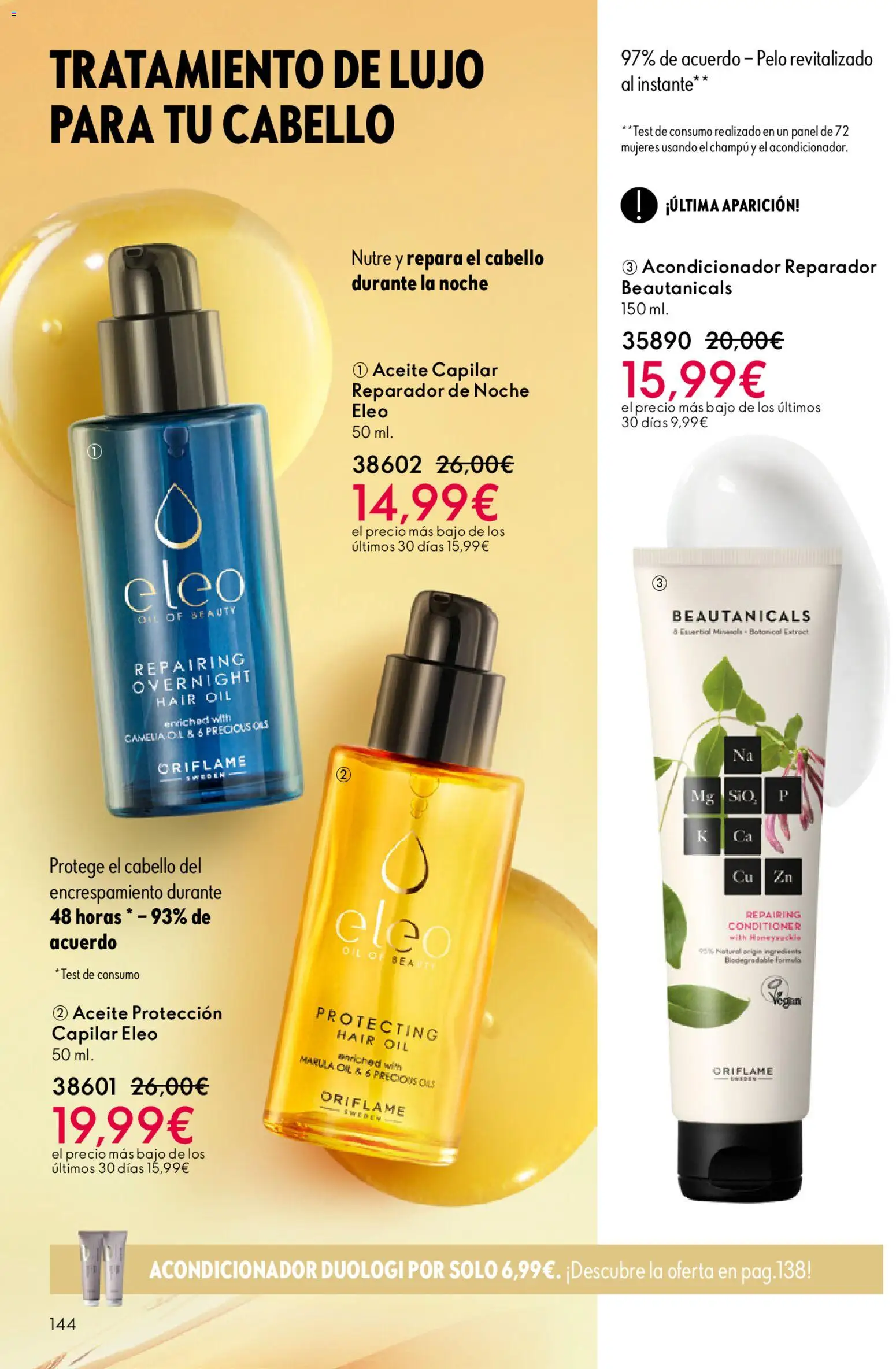 Oriflame - Catálogo Campaña 16 │ válido desde el 19.11.2025 | Página: 144 | Productos: Champú, Acondicionador, Aceite