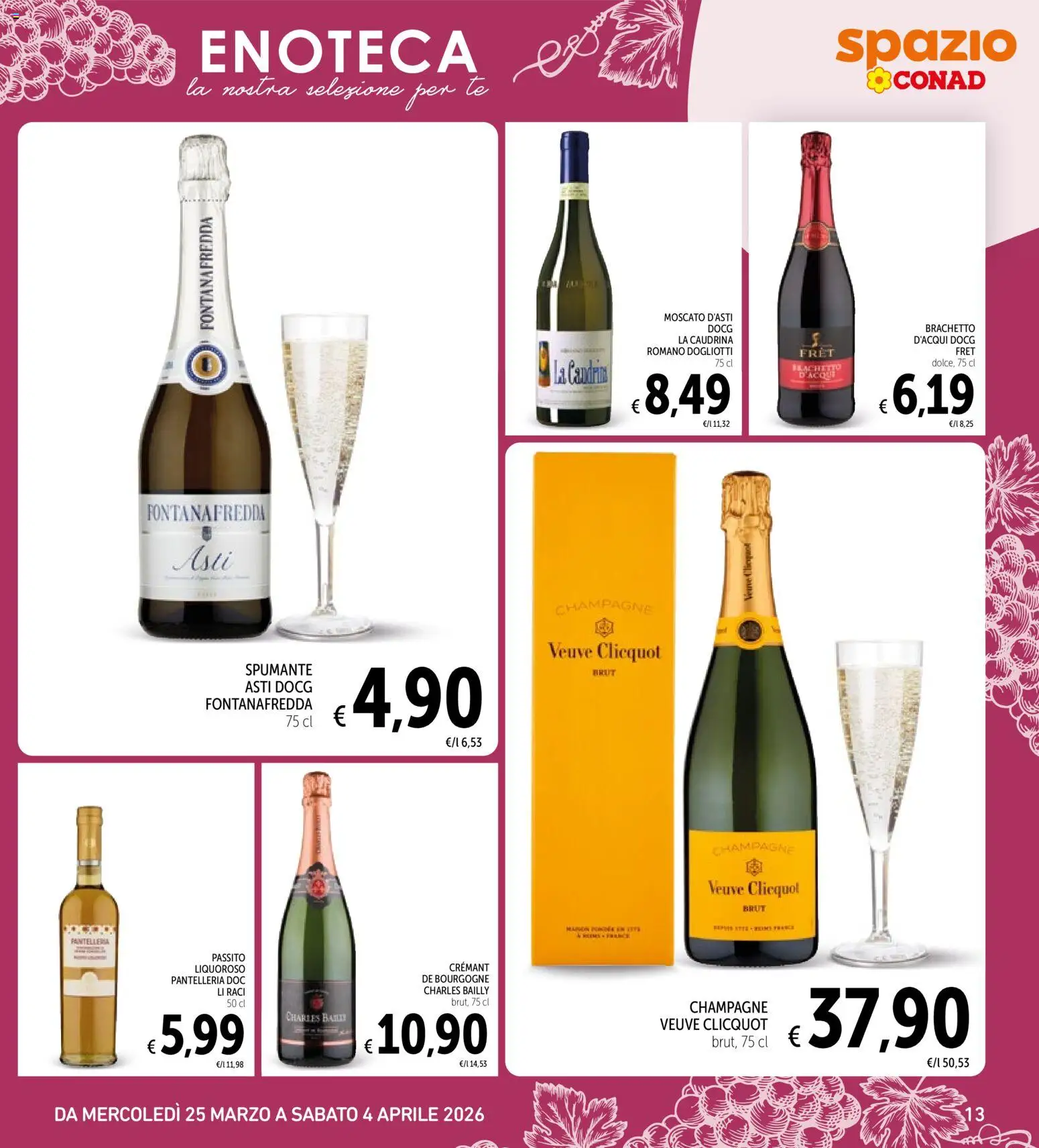 Volantino Spazio Conad del 25.03.2026 | Pagina: 13 | Prodotti: Tè, Spumante, Champagne, Enoteca