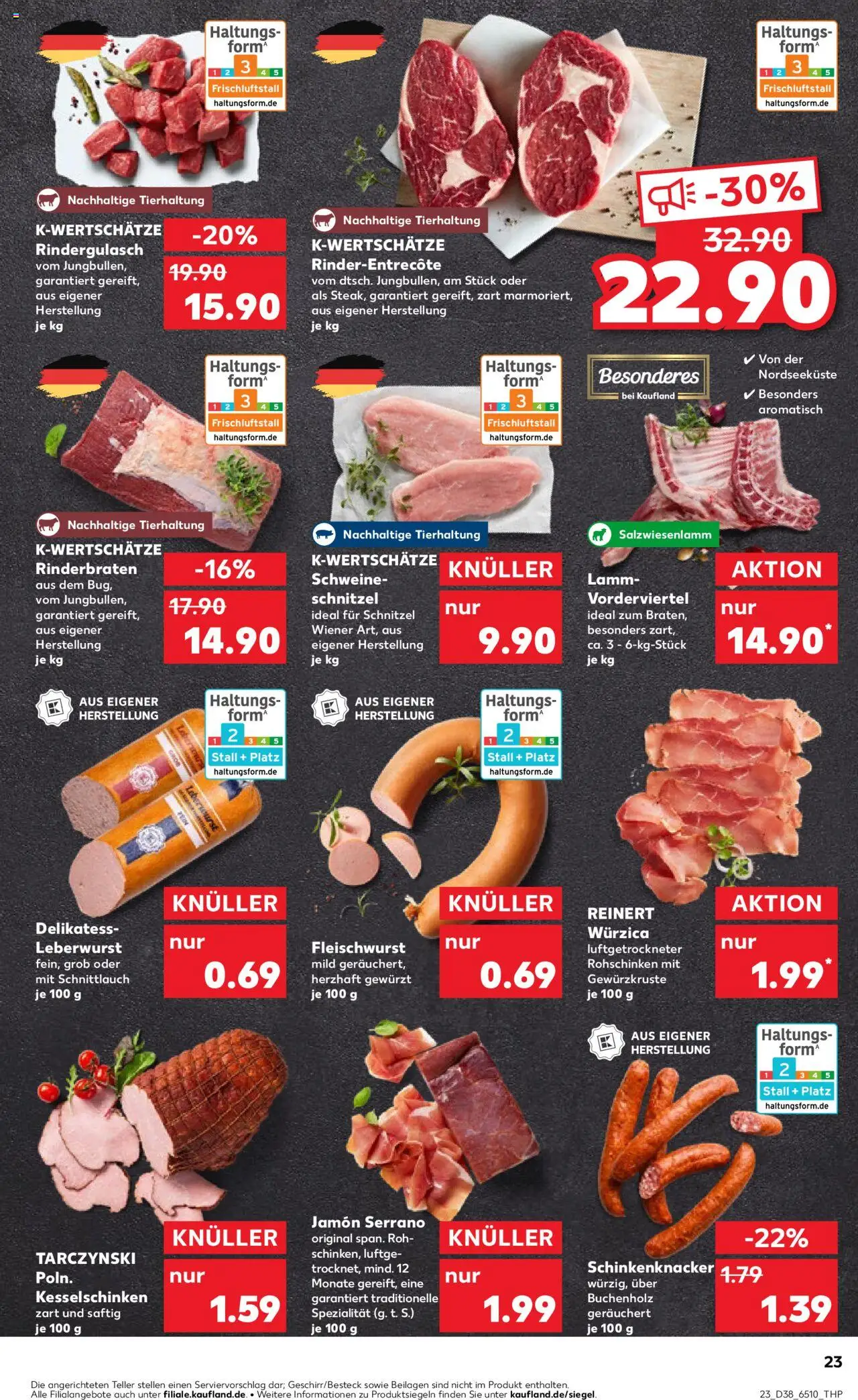 Kaufland prospekt Köln	 – gültig ab 18.09.2025 | Seite: 23 | Produkte: Rinderbraten, Rindergulasch, Entrecote, Schnitzel