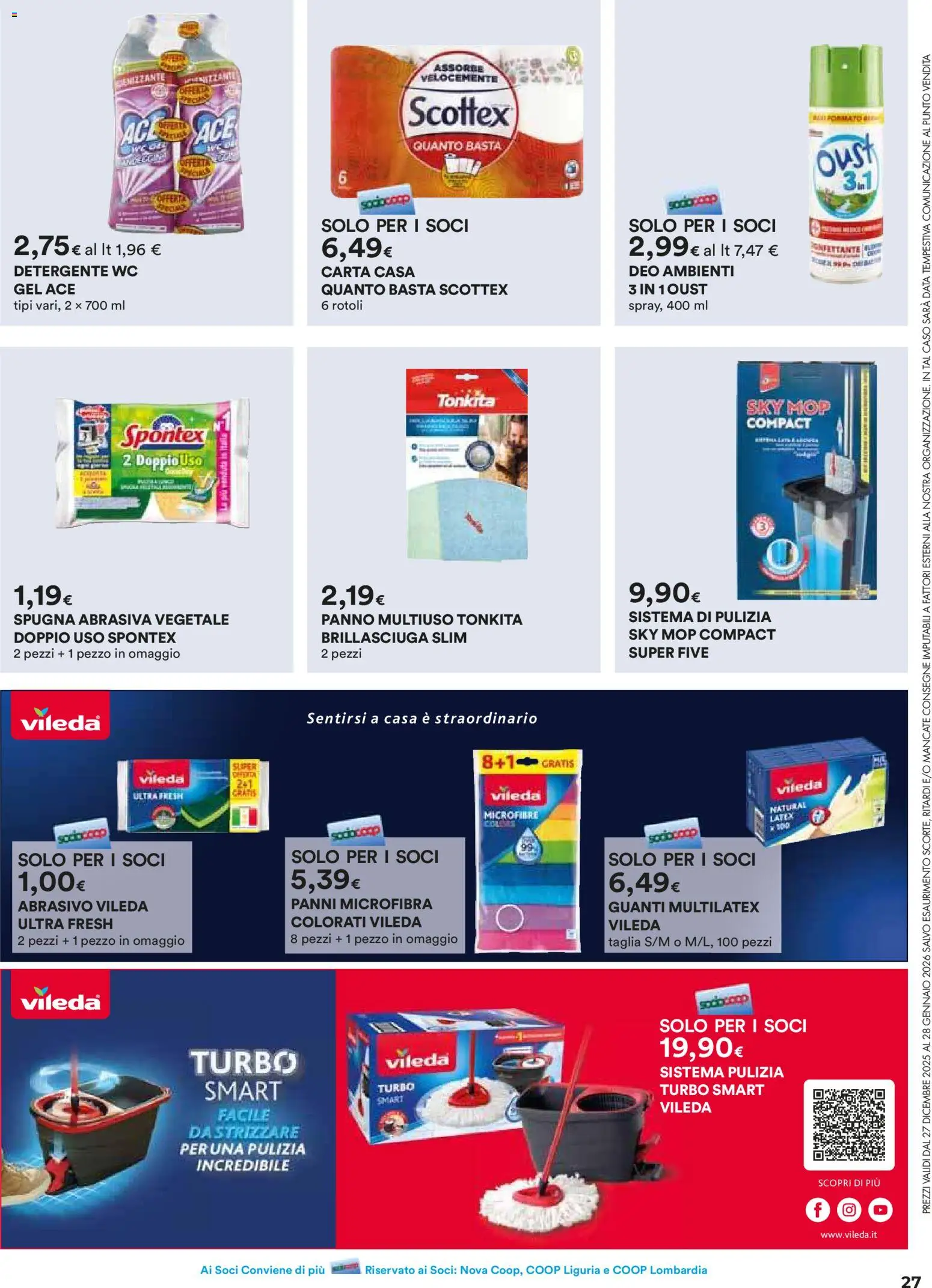 Volantino Ipercoop del 27.12.2025 | Pagina: 27 | Prodotti: Spugna, Guanti, Data, WC