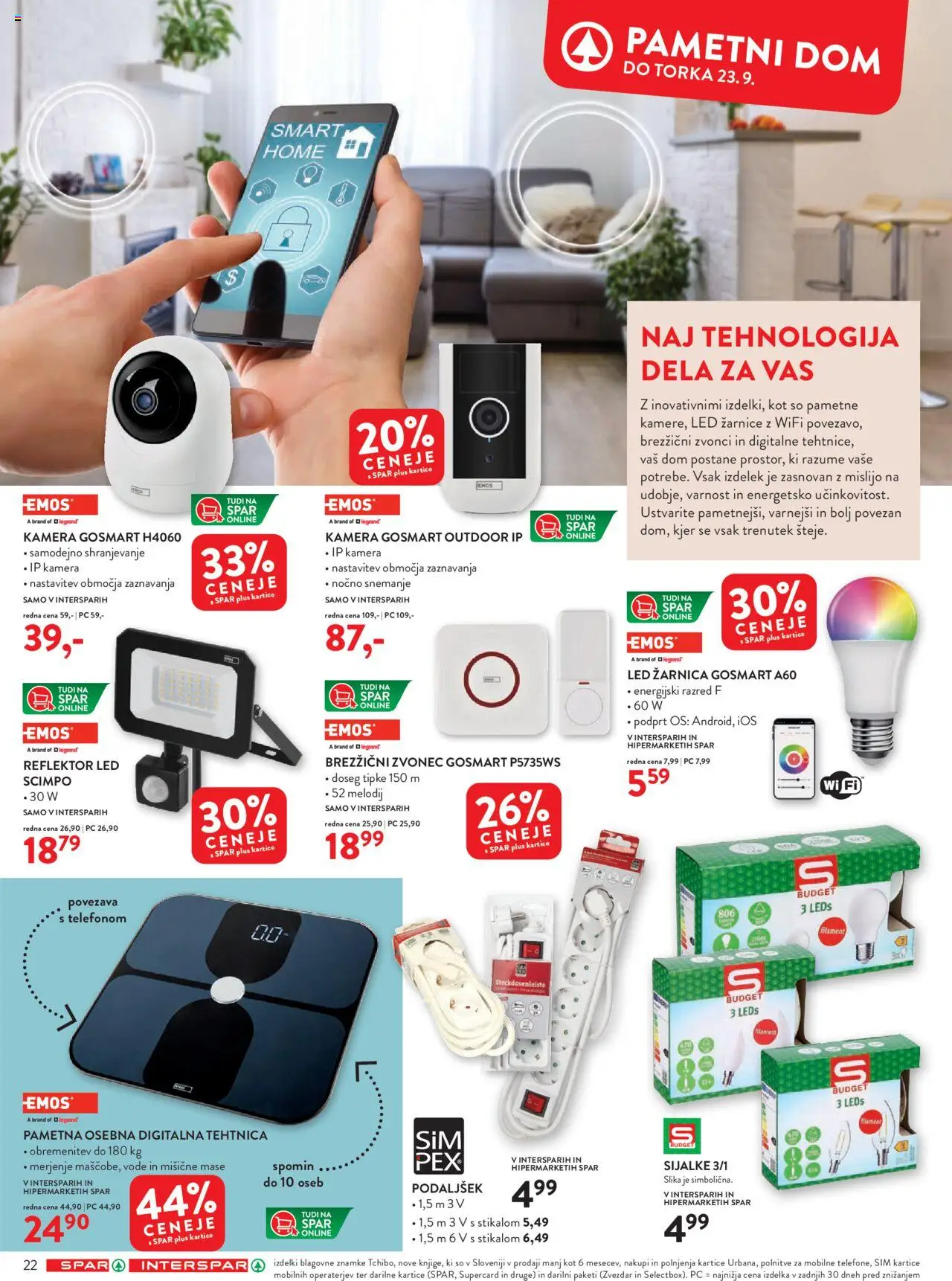 Novi Spar katalog ponudbe – veljaven od 10.09.2025 | Stran: 22 | Izdelki: Kamera, Žarnice, Tehtnica