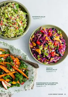 Forhåndsvisning av HONNINGBAKTE GULRØTTER, GRØNNKÅL OG EPLESALAT, Honey baked carrots, kale and apple salad. Oppskrift s. 19 gyldig fra 01.12.2025 | Side: 29 | Produkter: Сушильные машины, Grønnkål