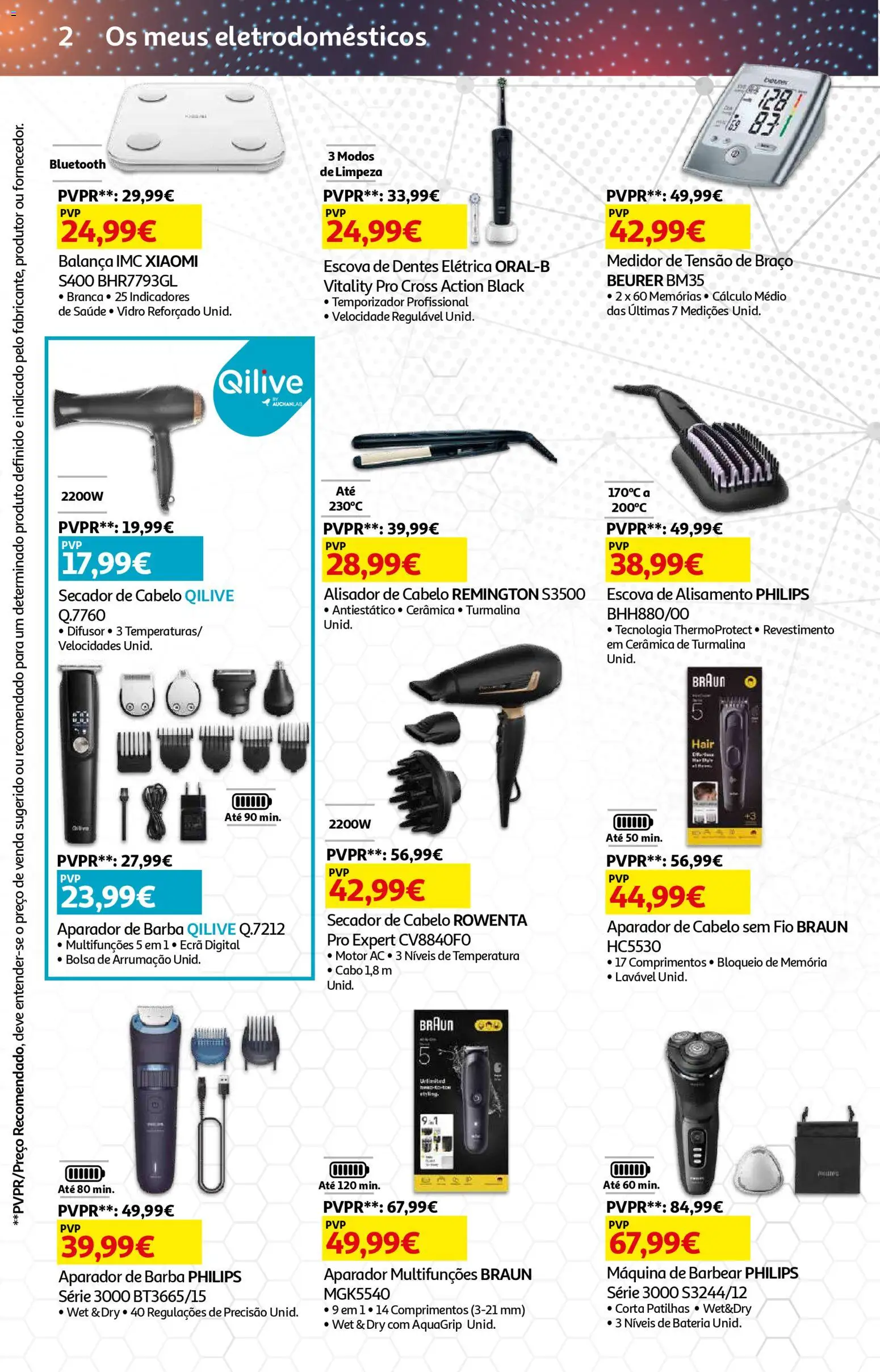 Auchan - Beleza Interiores Spring │ válido de 21.04.2026 | Página: 35 | Produtos: Cabo, Bolsa, Máquina de barbear, Alisador de cabelo