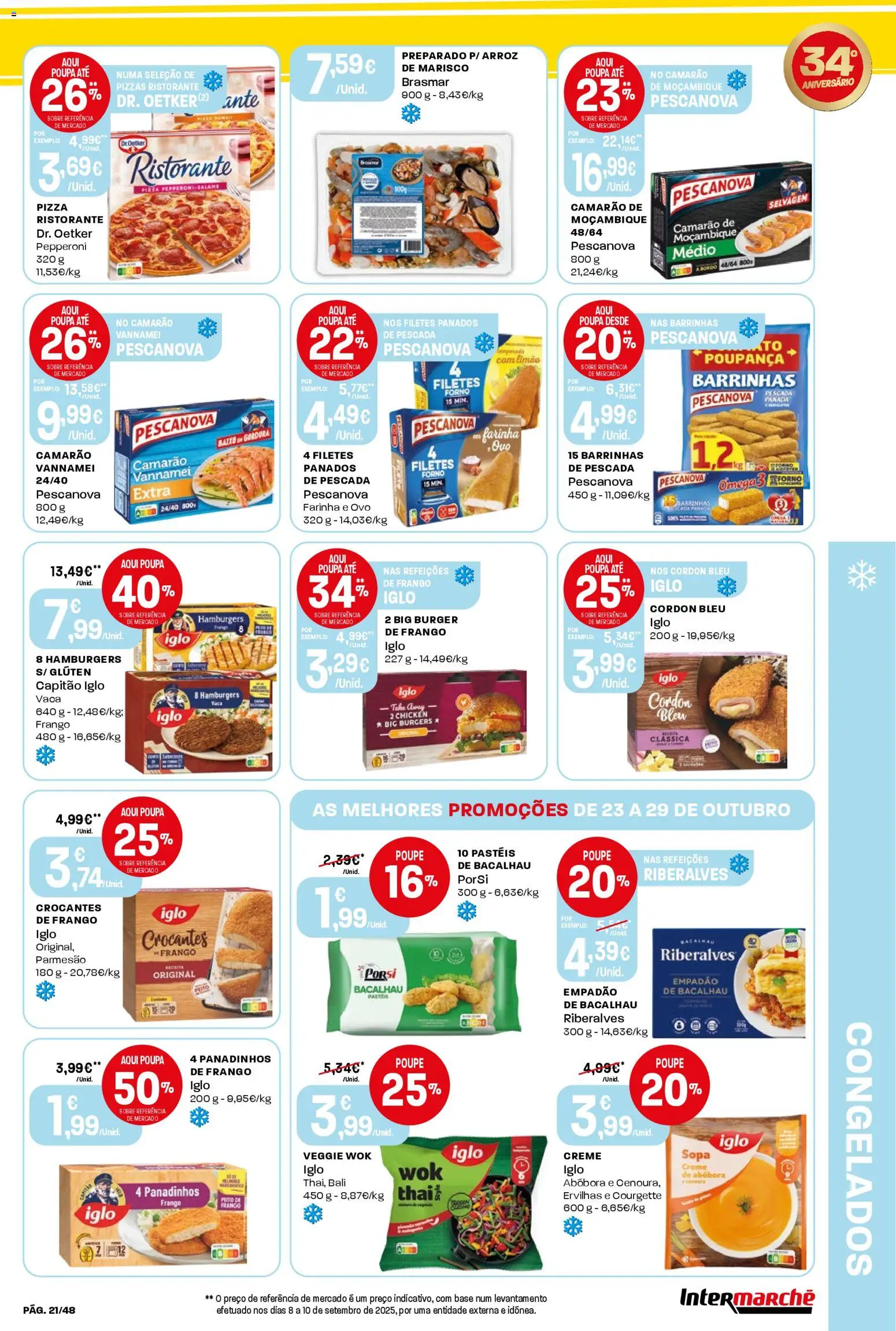 Intermarché folheto │ válido de 23.10.2025 | Página: 21 | Produtos: Bacalhau, Frango, Base, Arroz