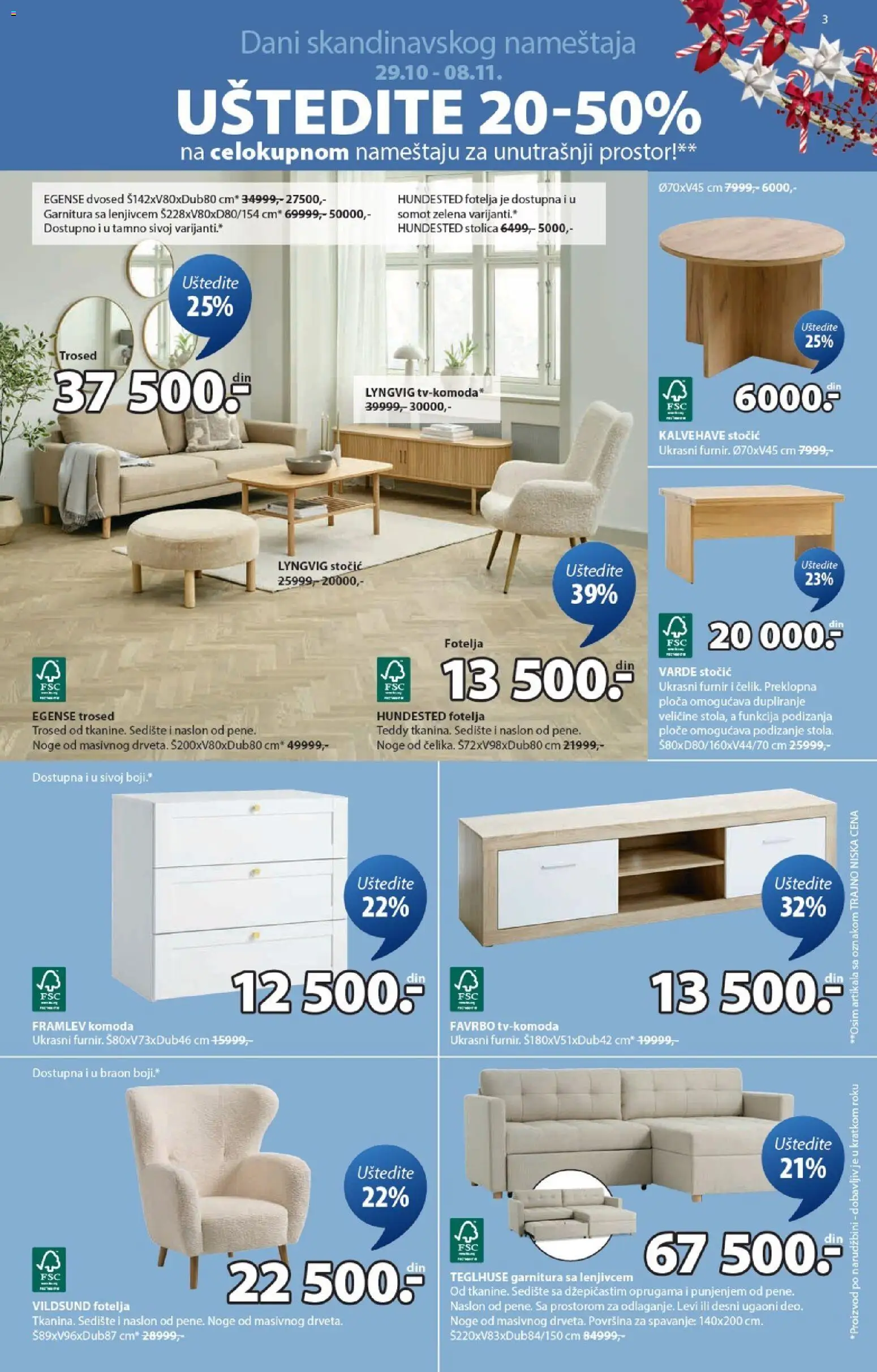 Jysk katalog - važi od 29.10.2025 | Strana: 3 | Proizvode: Komoda, Fotelja, Stolica, Trosed