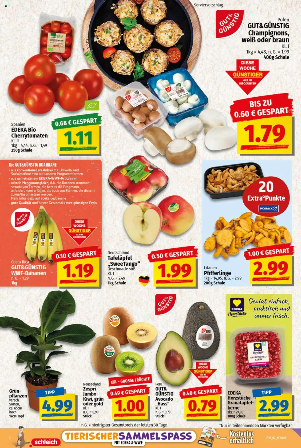 NP Discount Prospekt 	 - gültig ab dem 25.08.2025 | Seite: 2 | Produkte: Granatapfel, Bananen, Avocado, Pfifferlinge