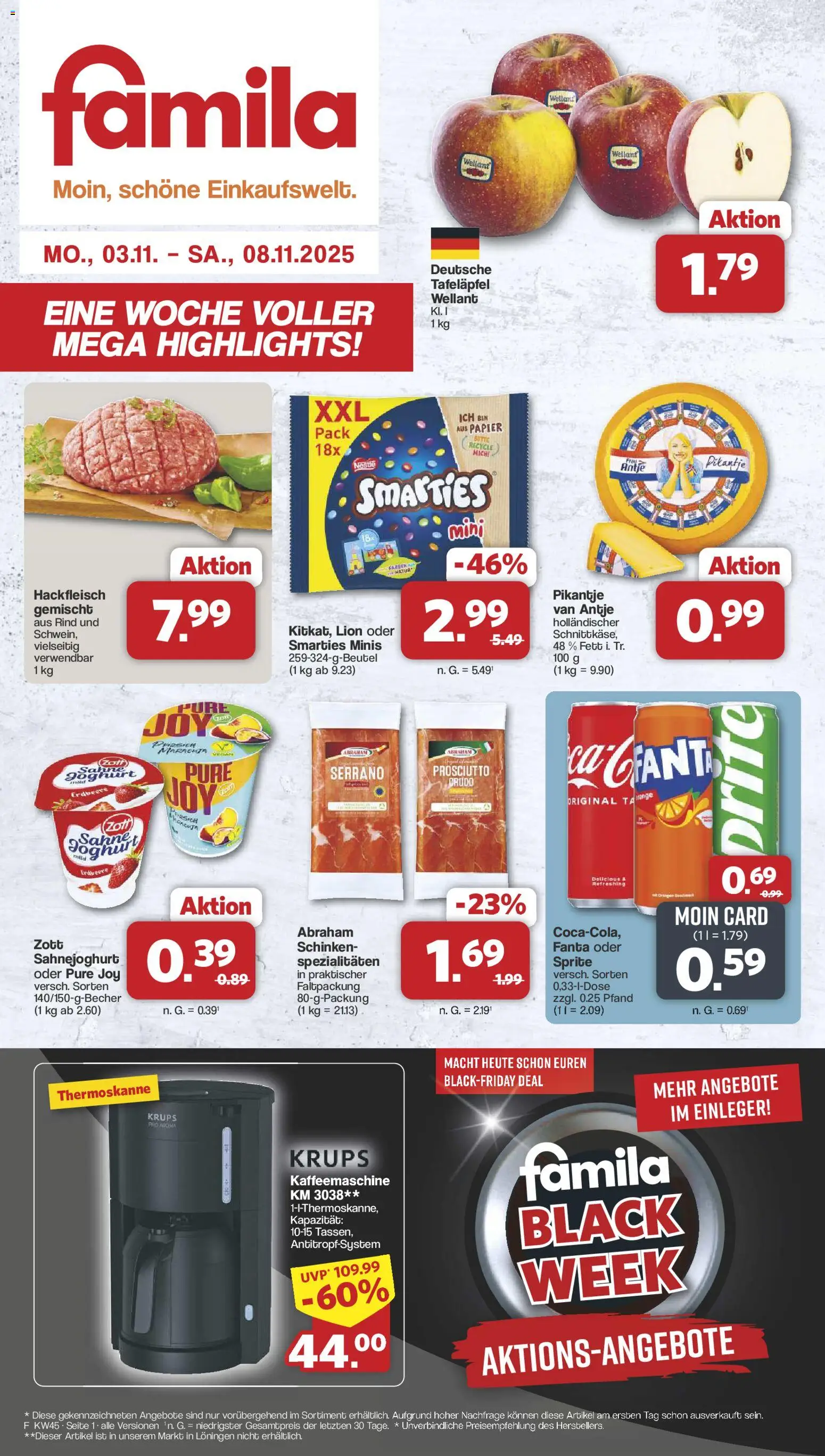Famila Nordwest - Black Friday – gültig ab 03.11.2025 | Seite: 1 | Produkte: Fanta, Schinken, Sahne, Hackfleisch