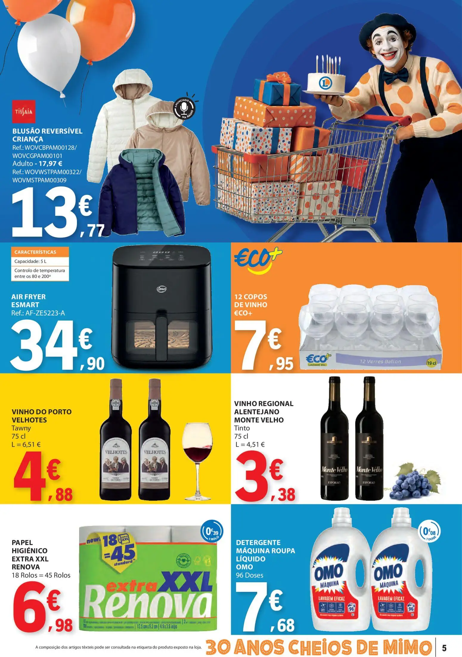 E.Leclerc folheto │ válido de 23.10.2025 | Página: 5 | Produtos: Copos, Air fryer, Detergente, Vinho