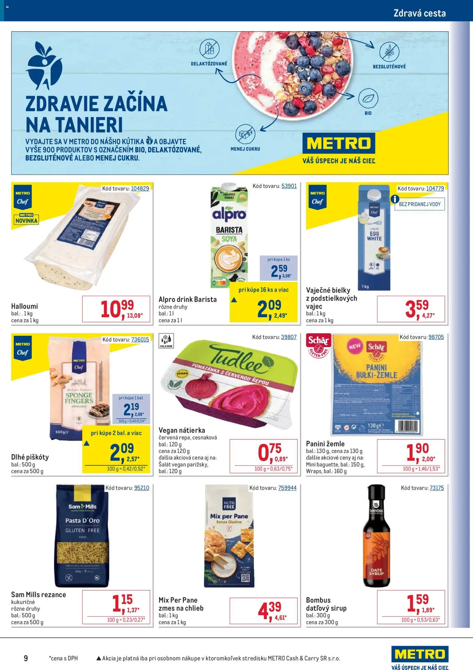 Nové Metro akcie – leták je platný od 22.04.2026 | Strana: 9 | Produkty: Chlieb, Barista, Rezance, Alpro