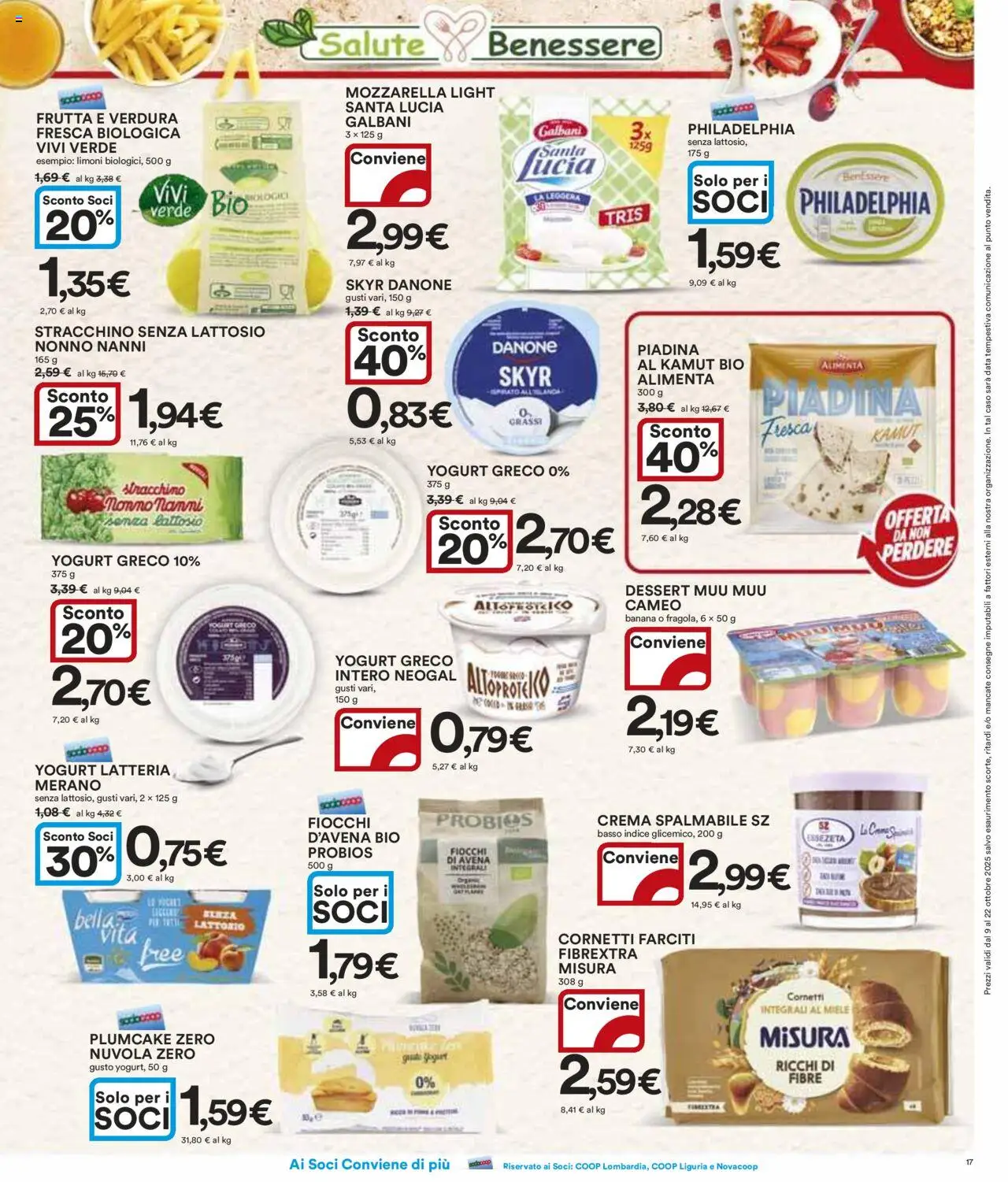 Volantino Ipercoop del 09.10.2025 | Pagina: 17 | Prodotti: Crema, Data, Piadina, Miele