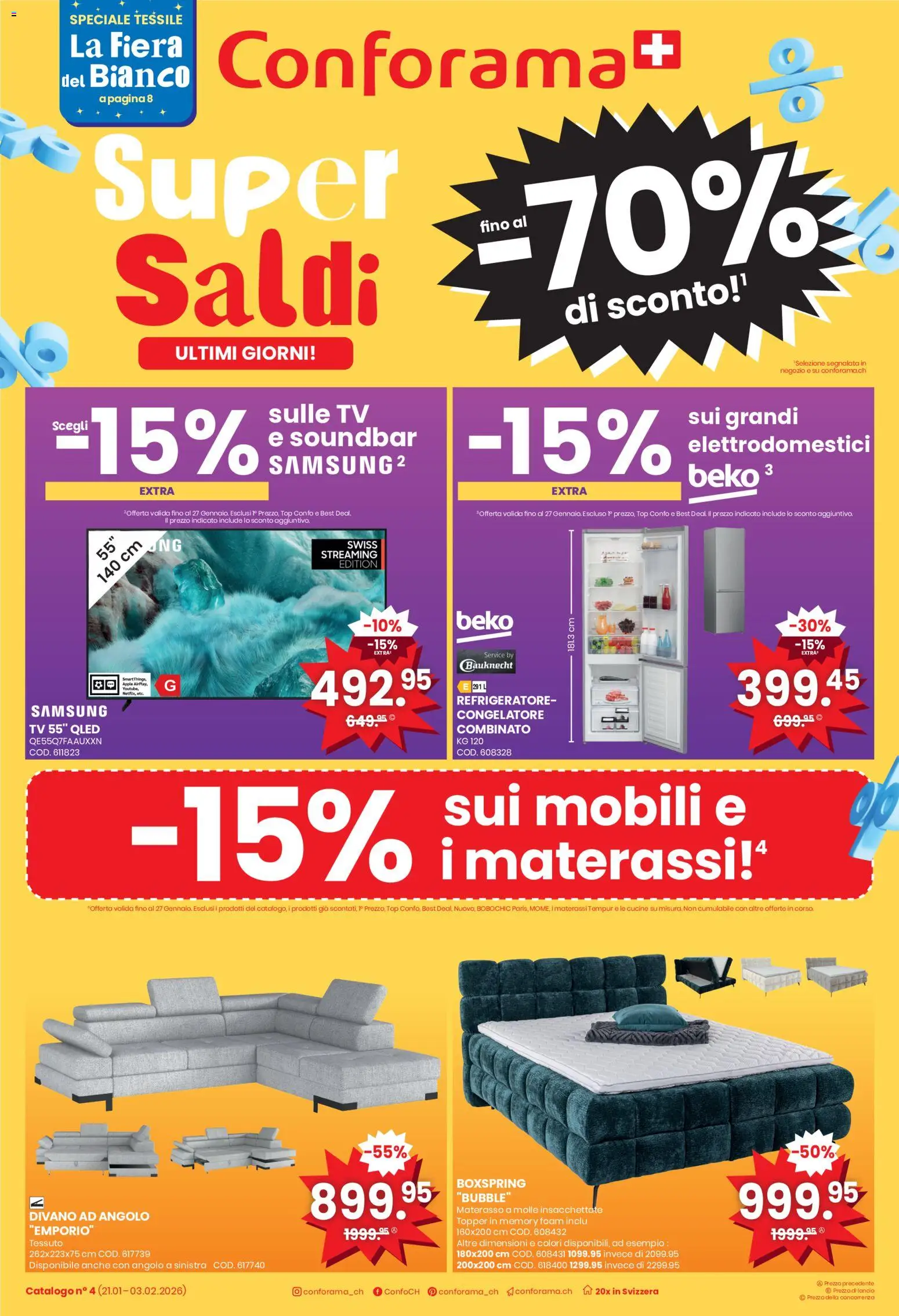 Conforama Aktionen IT – gültig ab 21.01.2026 | Seite: 1 | Produkte: Topper, Soundbar, Top, Apple