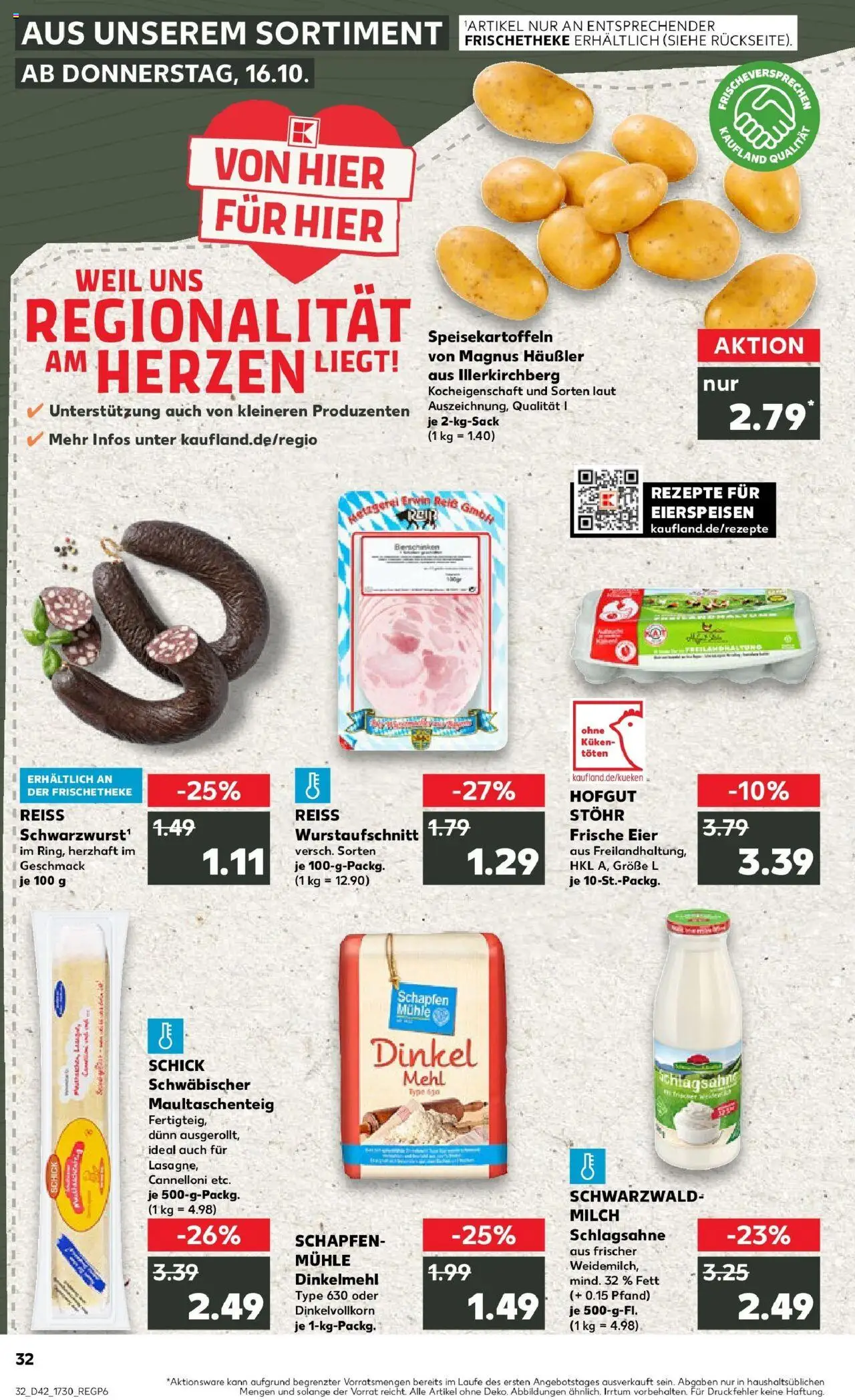 Kaufland prospekt Erbach	 – gültig ab 19.10.2025 | Seite: 32 | Produkte: Mühle, Schlagsahne, Milch, Pasta