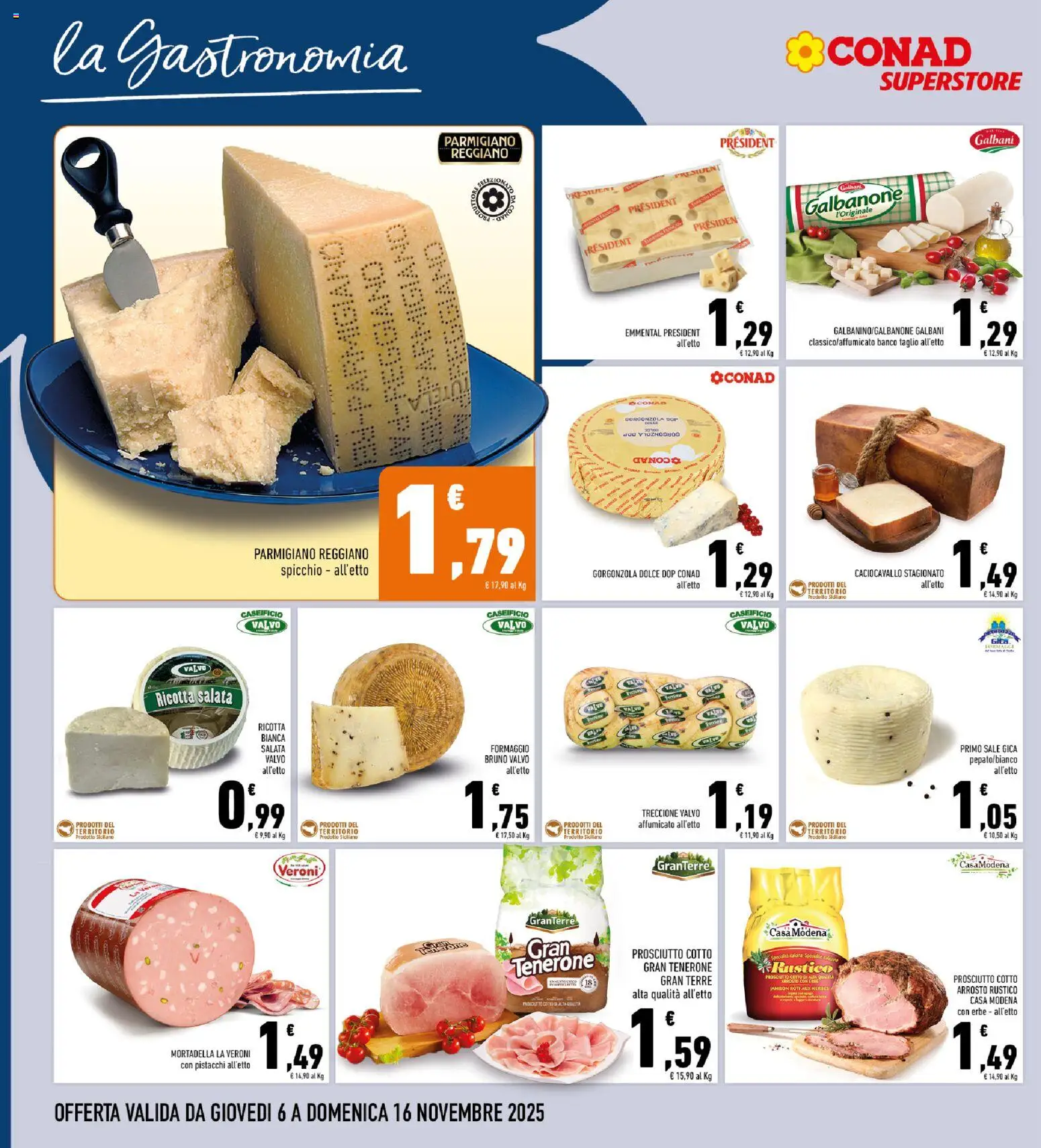 Volantino Conad del 06.11.2025 | Pagina: 10 | Prodotti: Sale, Parmigiano, Gorgonzola, Emmental