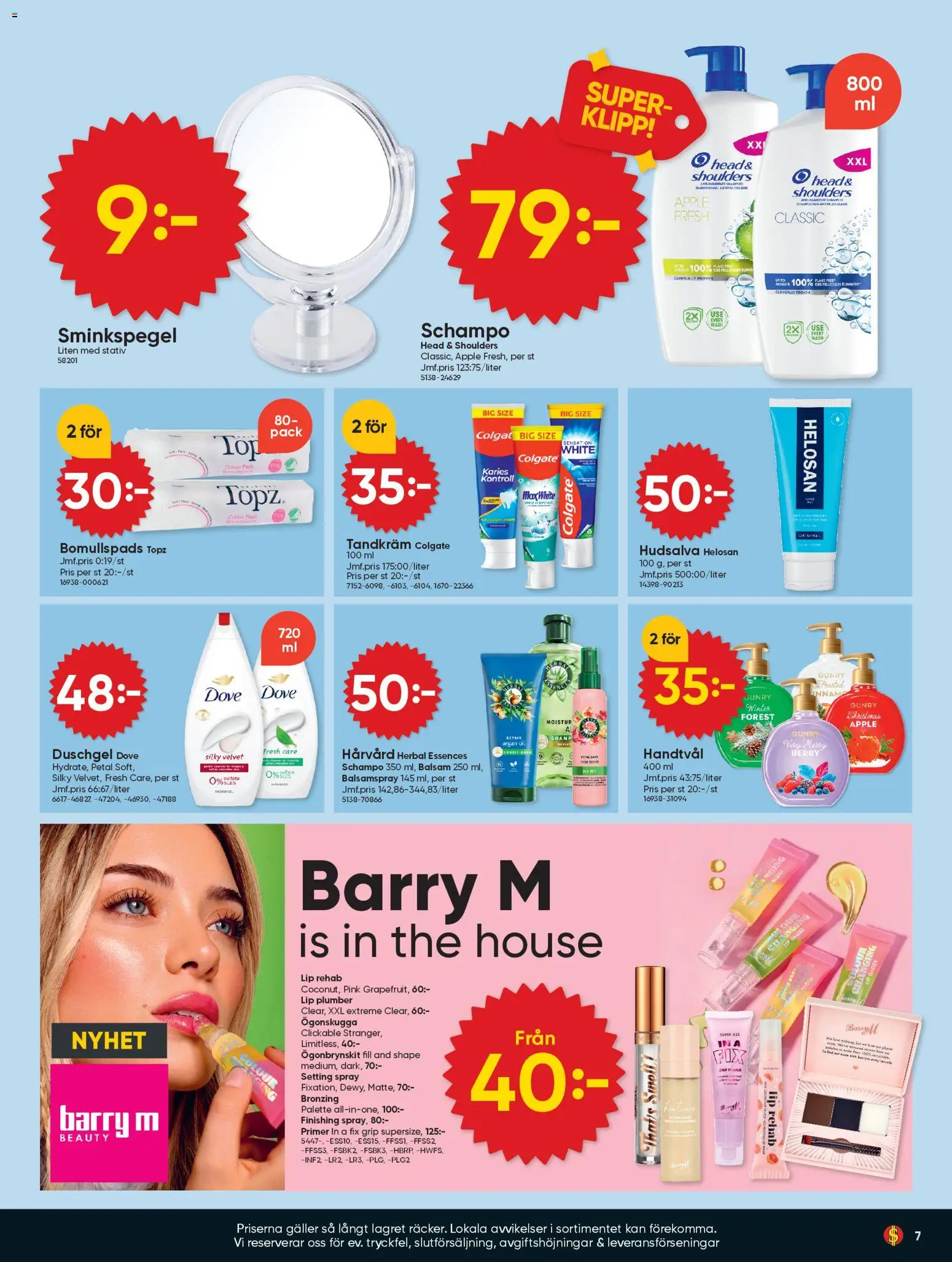 Dollar Store reklamblad aktuell från 27.10.2025 | Sida: 7 | Produkter: Schampo, Balsam, Ost, Sminkspegel