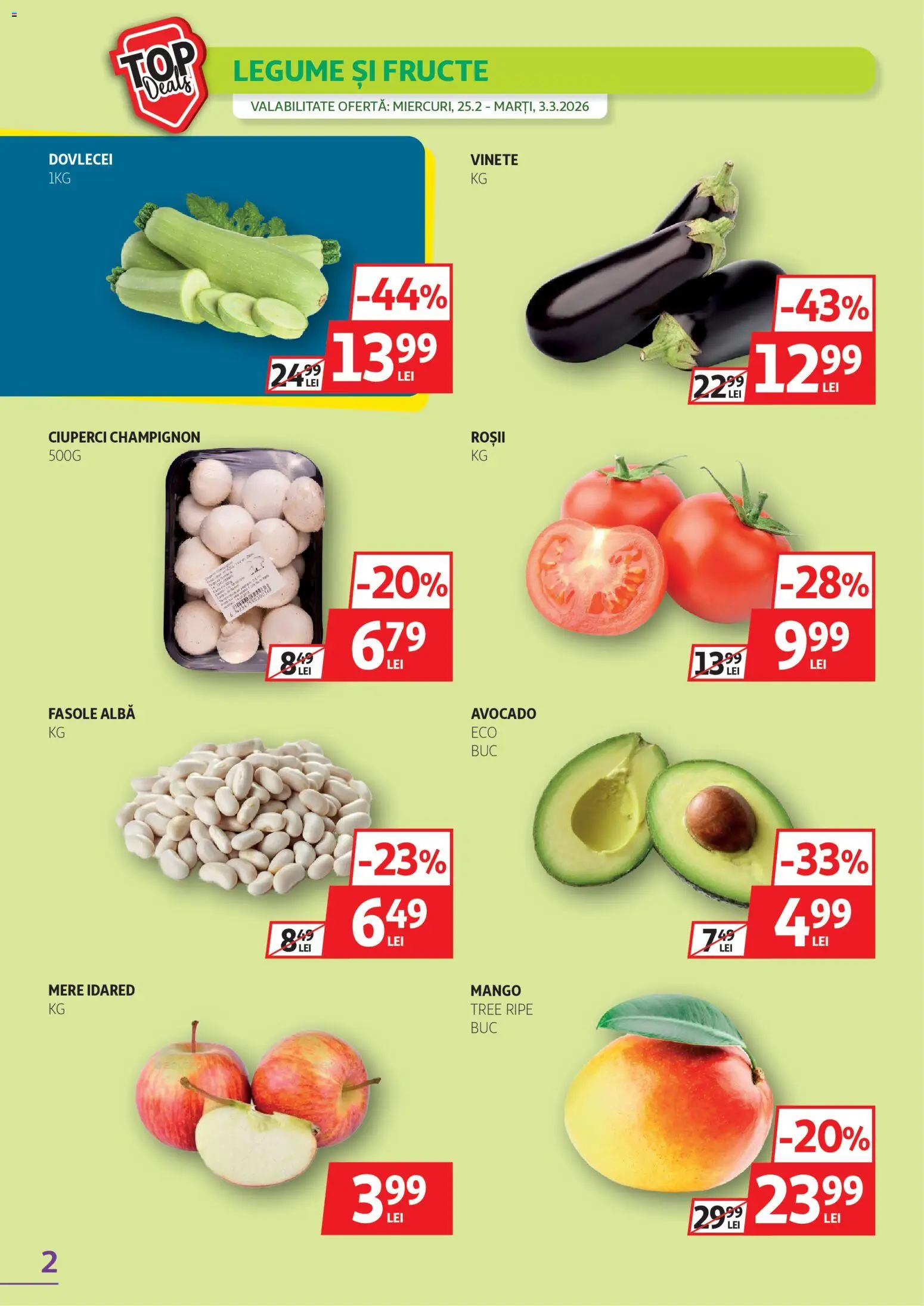 Noul catalog Auchan – valabil de la 25.02.2026 | Pagină: 2 | Produse: Ciuperci, Mere, Fructe, Mango
